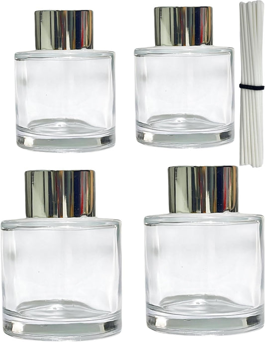 4PCS Reed Diffuser Bottles Empty, 20Pcs Reed Diffuser Stick, Diffuser Bottle Capacity 50ml (1.7oz)