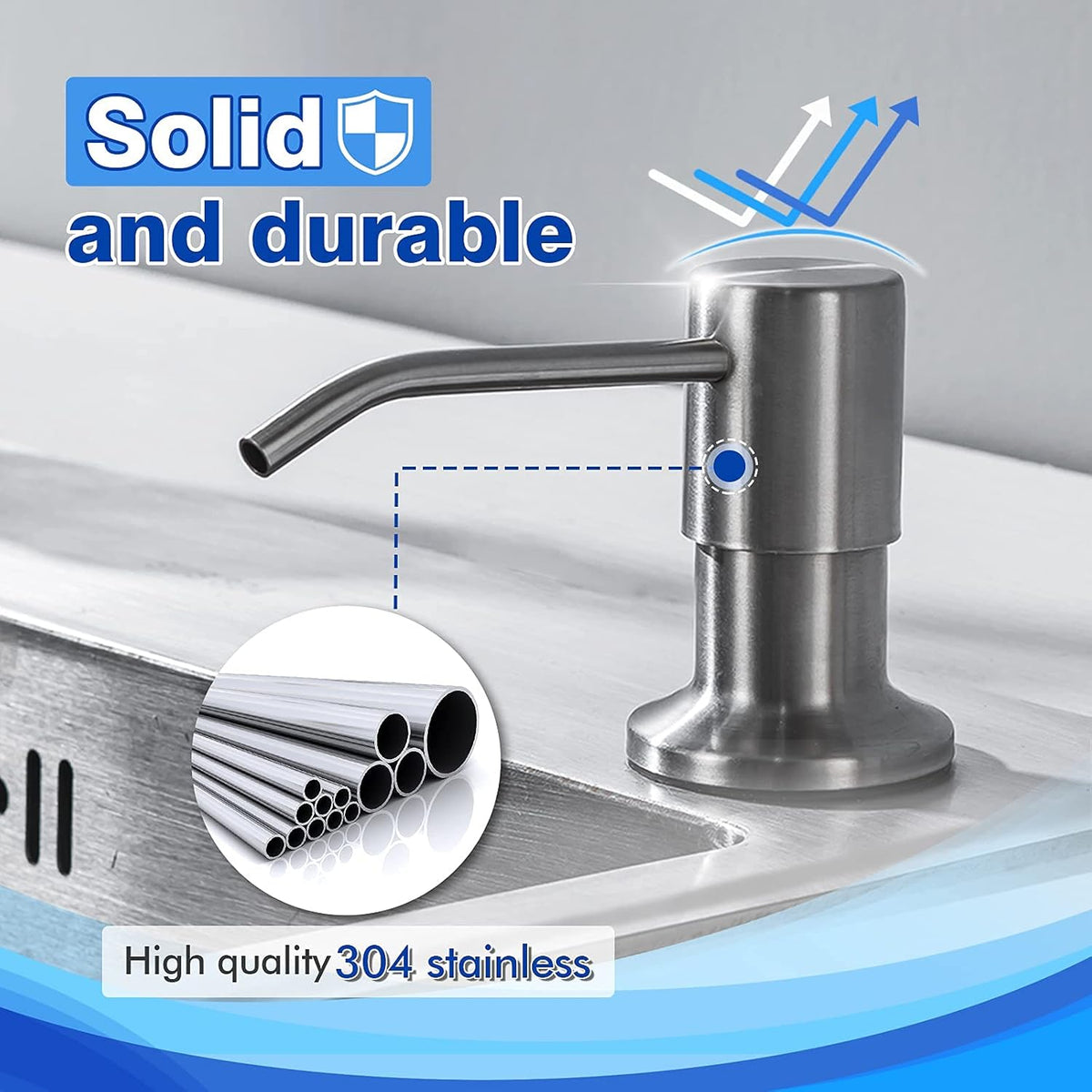 Built in Soap Dispenser for Kitchen Sink WEWE, Stainless Steel Brushed Nickel in Counter soap