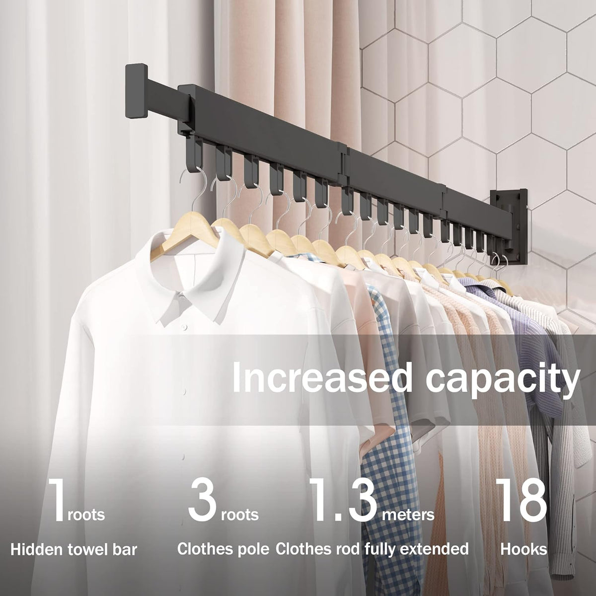 Clothes Drying Rack,Laundry Drying Rack,Clothes Rack Wall Mount,Wall Mounted Clothes Hanger