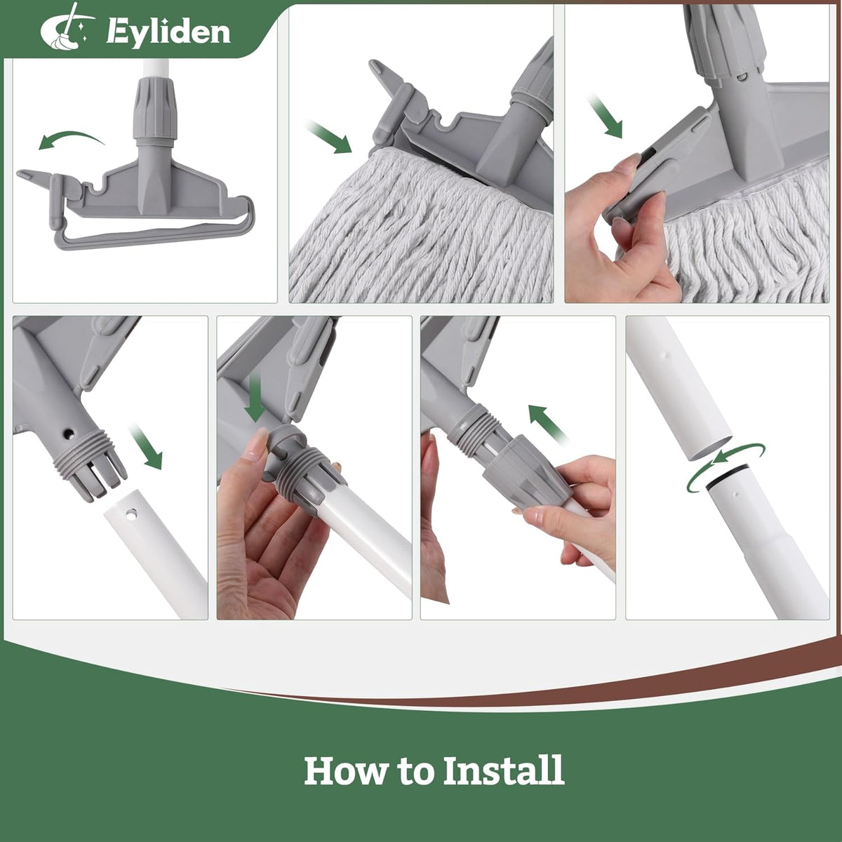 Eyliden String Mops for Floor Cleaning, Heavy Duty Looped-End Commercial Mops with Extra Mop Head