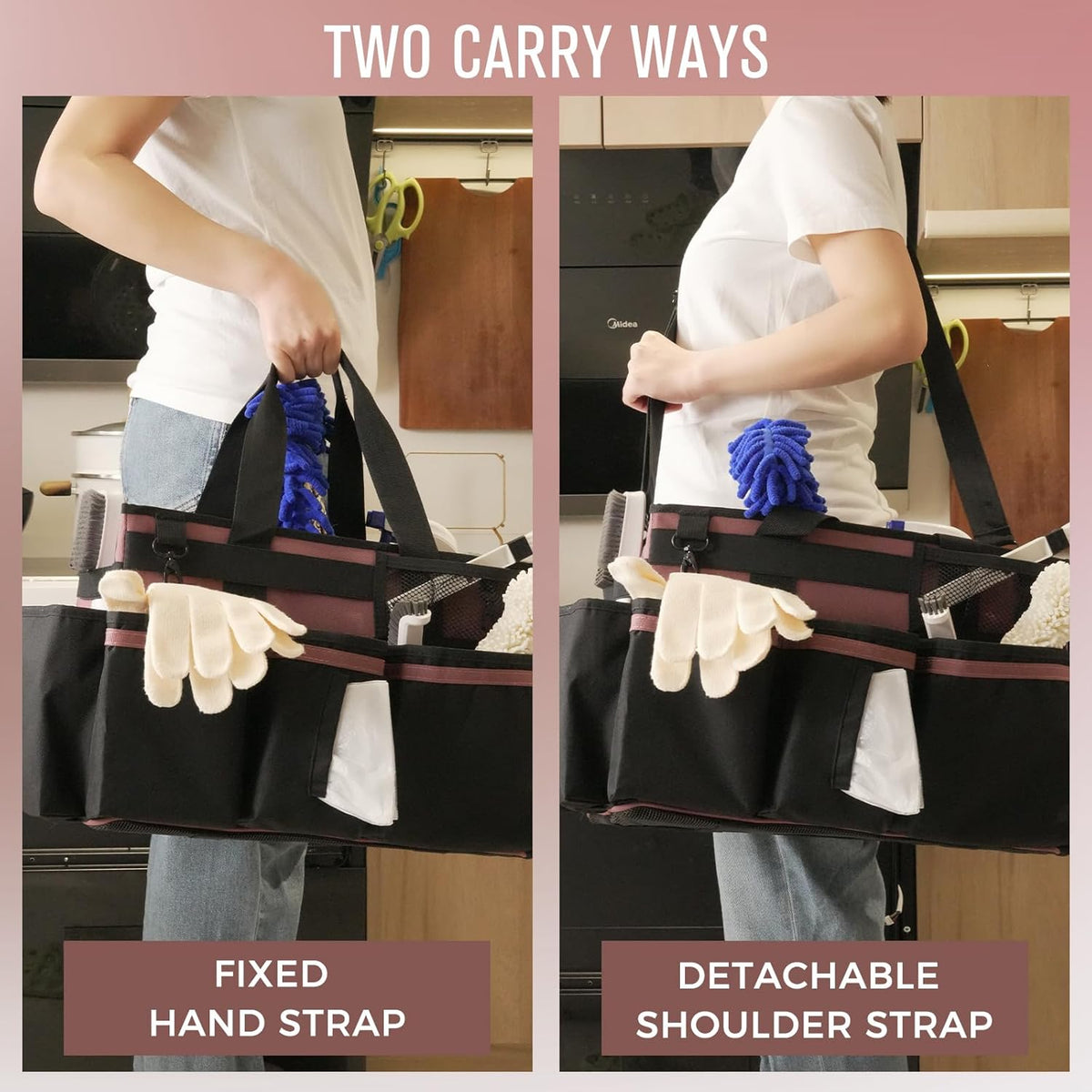 Wearable Cleaning Caddy, Cleaning Caddy Supplies Organizer with Handle & Shoulder Straps for