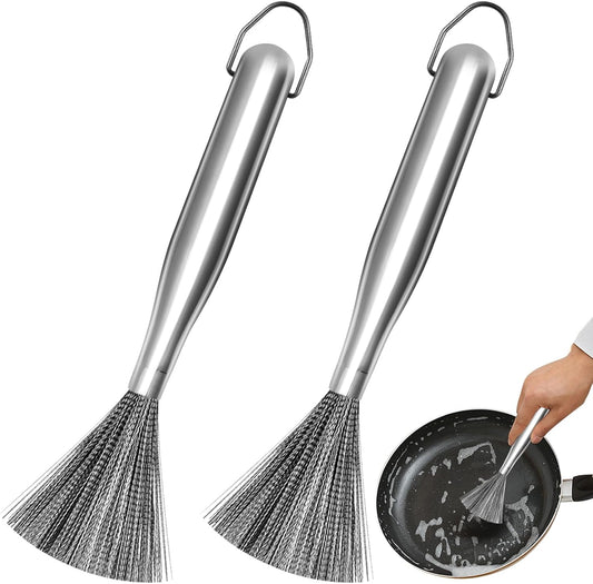 2Pcs 304 Stainless Steel Pot Brushes, Stainless Steel Scrubber Tools Metal Cleaning Products Easy