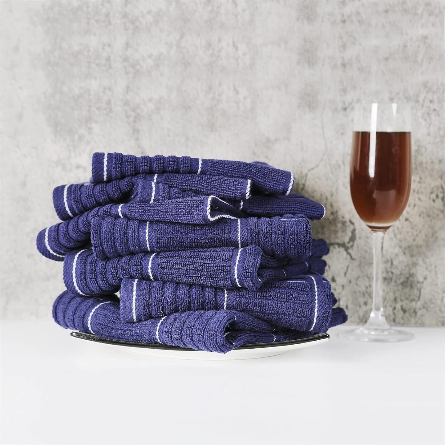 Glynniss Kitchen Towels and Dishcloths Set, Four Dish Towels 16x26 Inches, Four Absorbent Dish