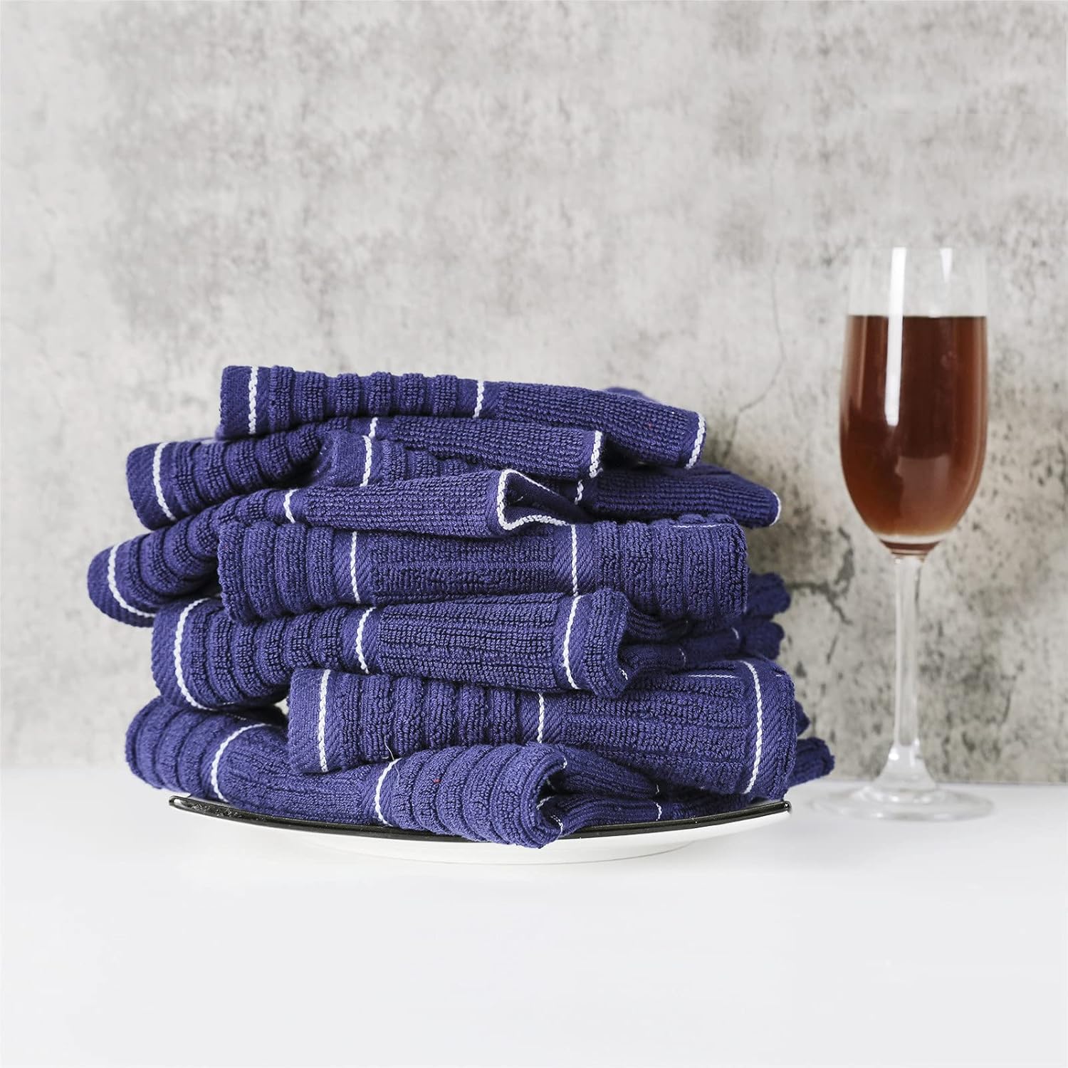 Glynniss Kitchen Towels and Dishcloths Set, Four Dish Towels 16x26 Inches, Four Absorbent Dish