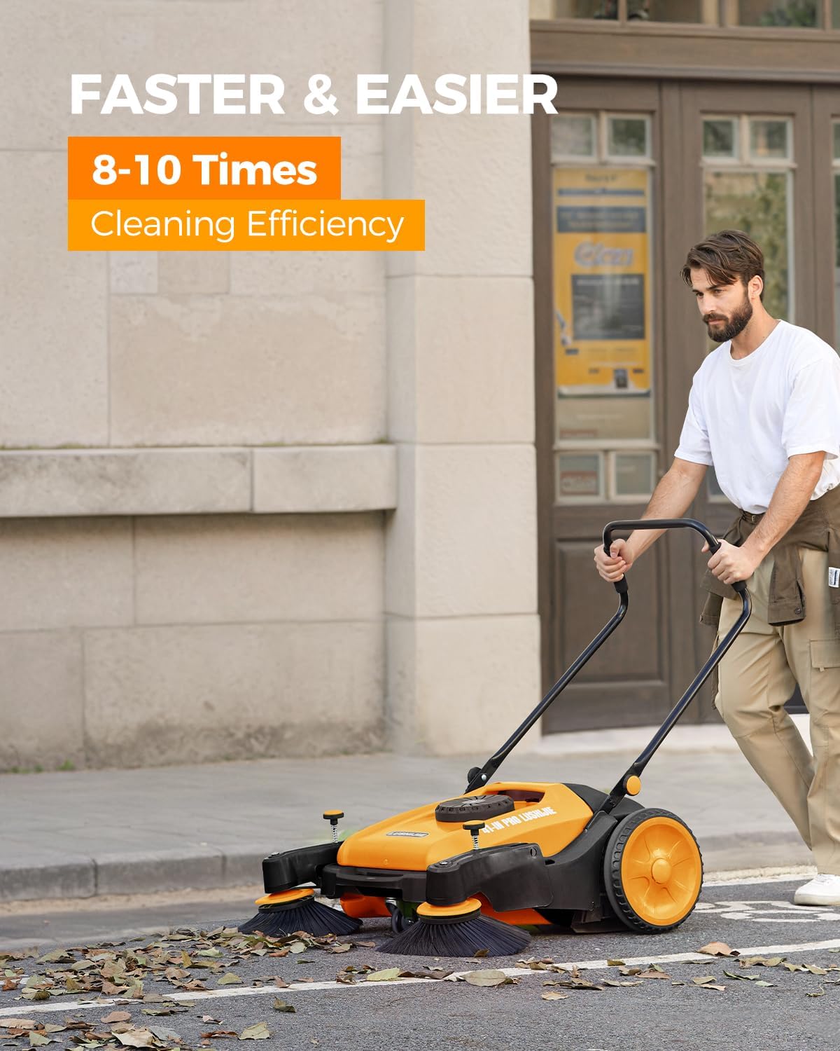 41" Industrial Walk-Behind Hand Push Floor Sweeper | Commercial 55L Large Capacity | 45000