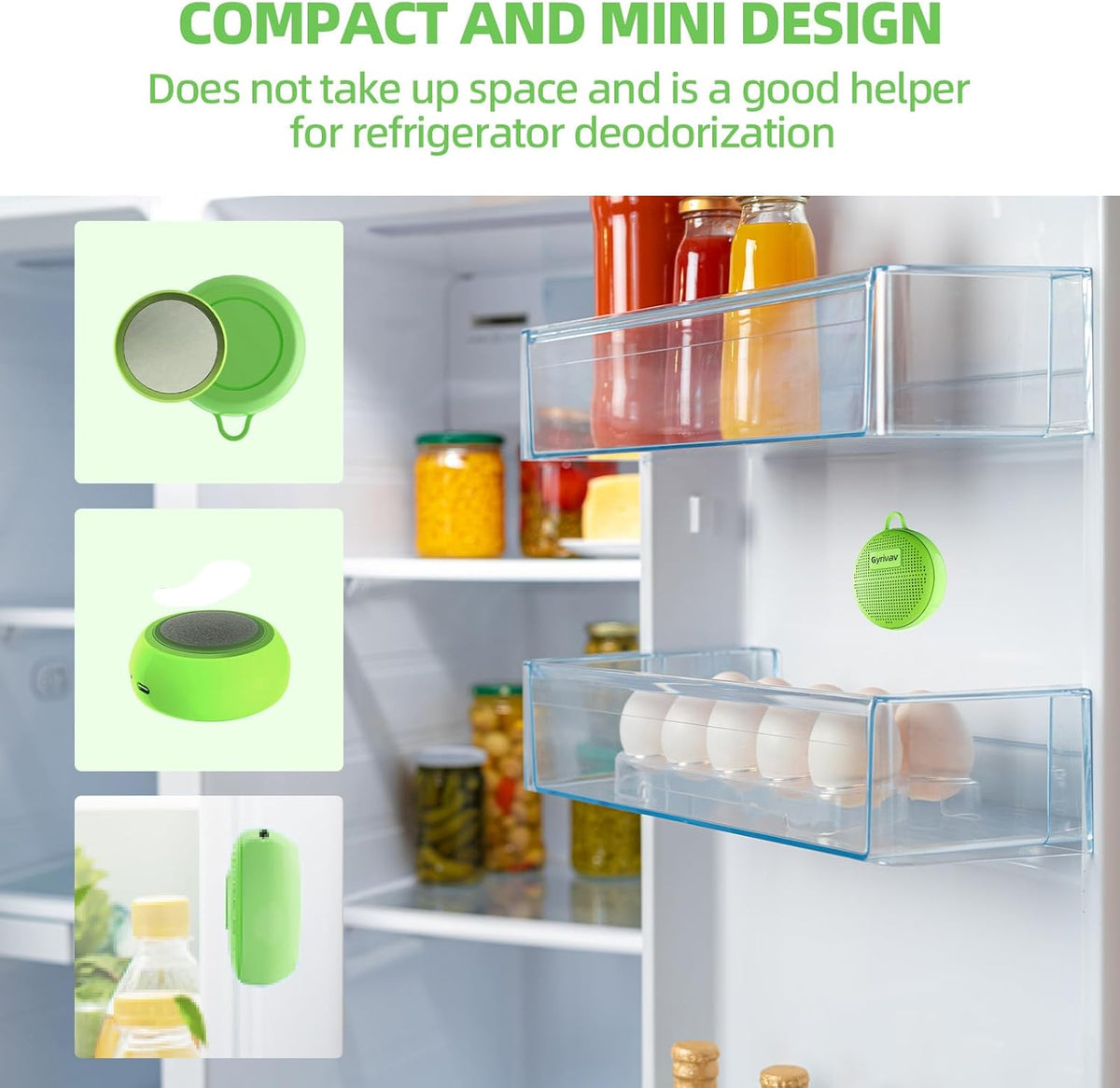 Fridge Deodorizer, Mini USB Odor Eliminator, Refrigerator Deodorizer, Suitable for Refrigerator