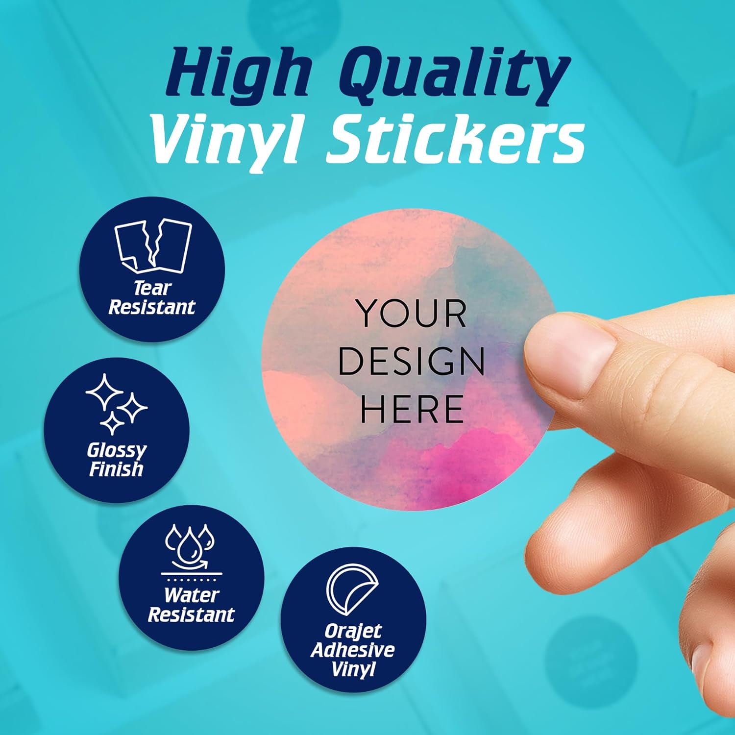 100 Custom Vinyl Stickers - Upload Your own Image, Text, Design, Logo - Personalized Logo Labels