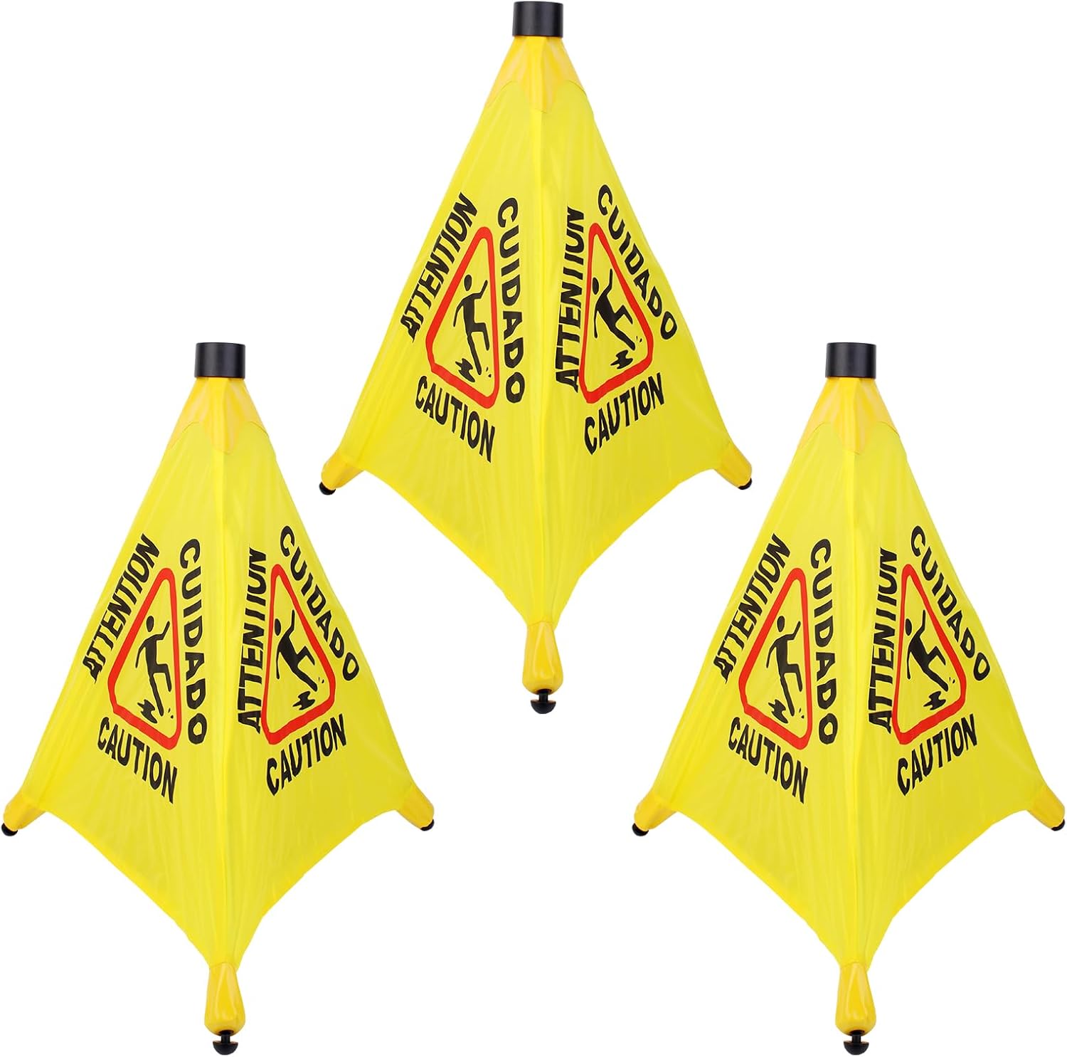 3 Pcs 20 inch Pop up Wet Floor Sign with Storage Tube, Wet Safety Signs Commercial Caution Safety