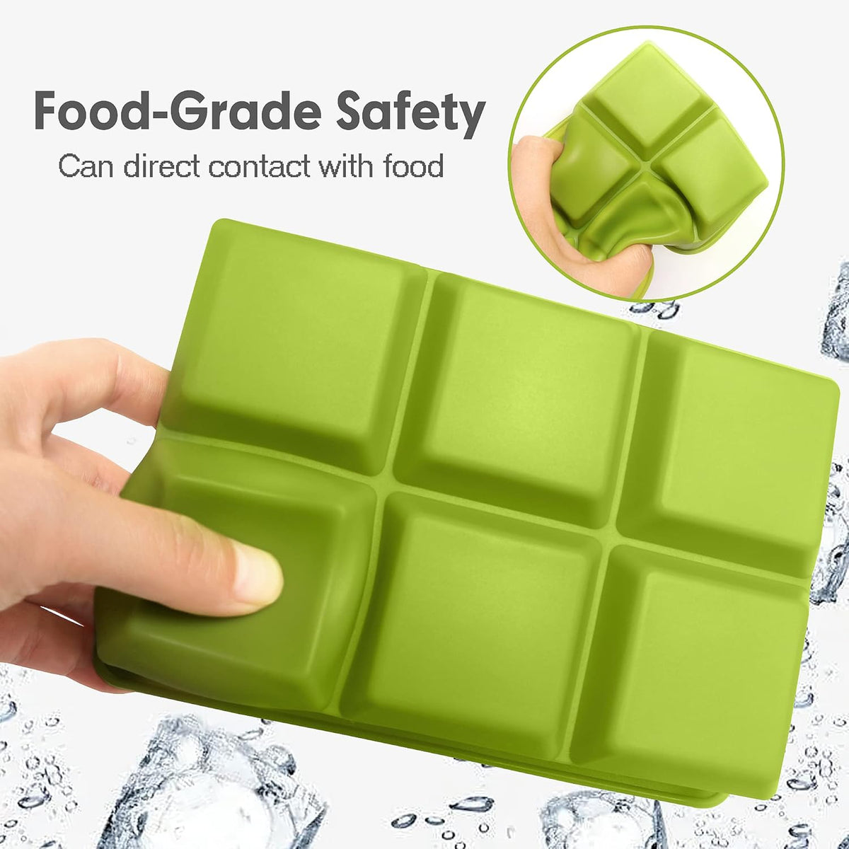 Silicone Ice Cube Trays 3 Pack - Large Size Silicone Ice Cube Molds with Leak Proof Removable Lid
