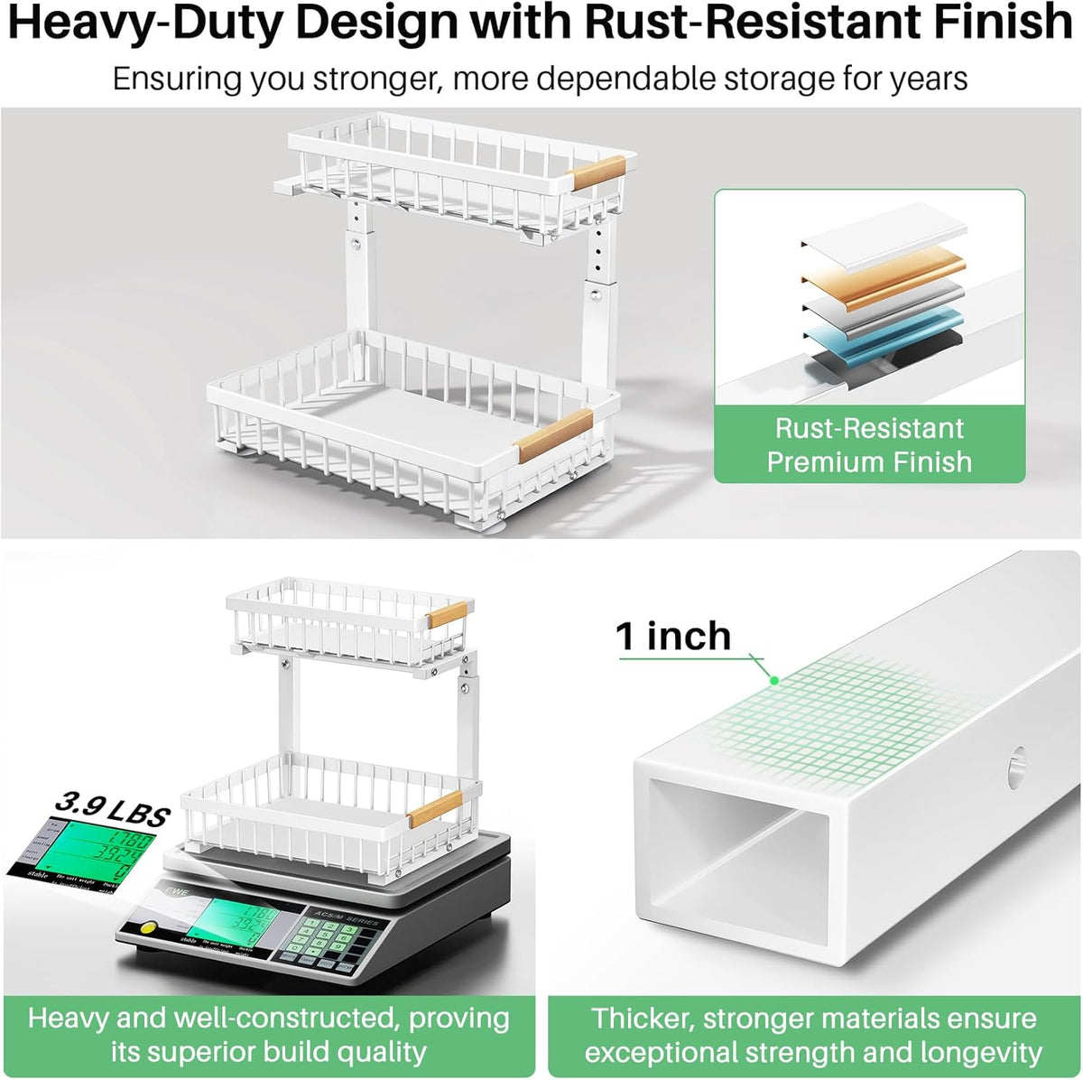 Pull out Cabinet Organizer, 1 Pack Under Sink Organizer, Slide out Metal Kitchen Cabinet Organizers