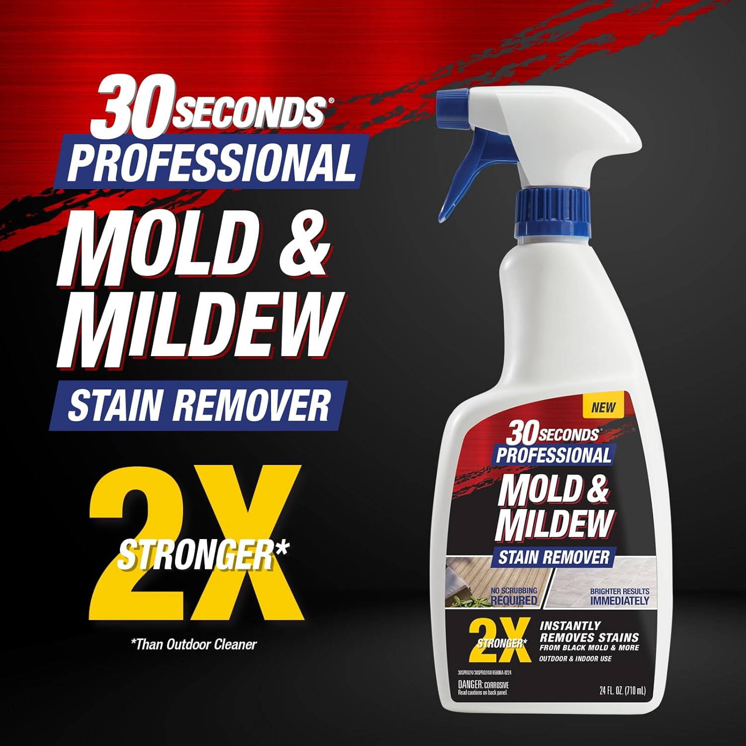 30 SECONDS Pro Mold and Mildew Stain Remover | Scrub Free | Brighter Results Instantly | Ready To