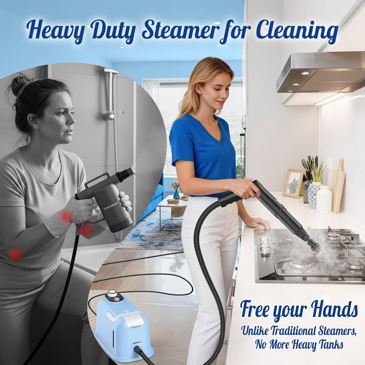60.87oz Heavy Duty Steam Cleaner 10s Rapid Heating Handheld Steam Cleaner for Home, Steamer for