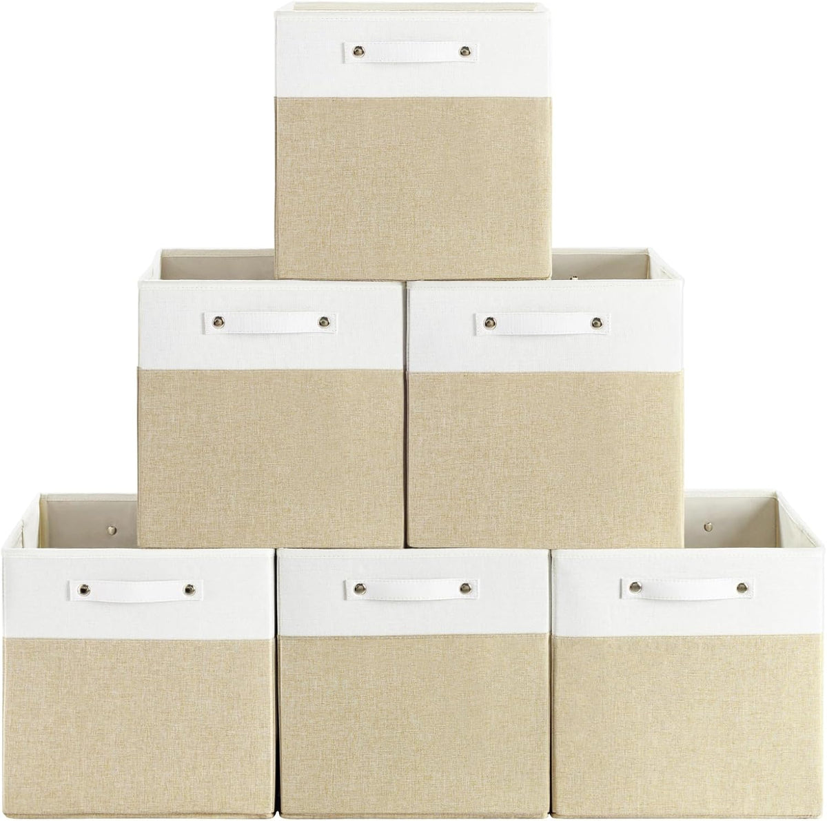 13 x 13 Inch Fine Linen Storage Bins with Handles，Fabric Cube Boxs，Collapsible Basket Organizers