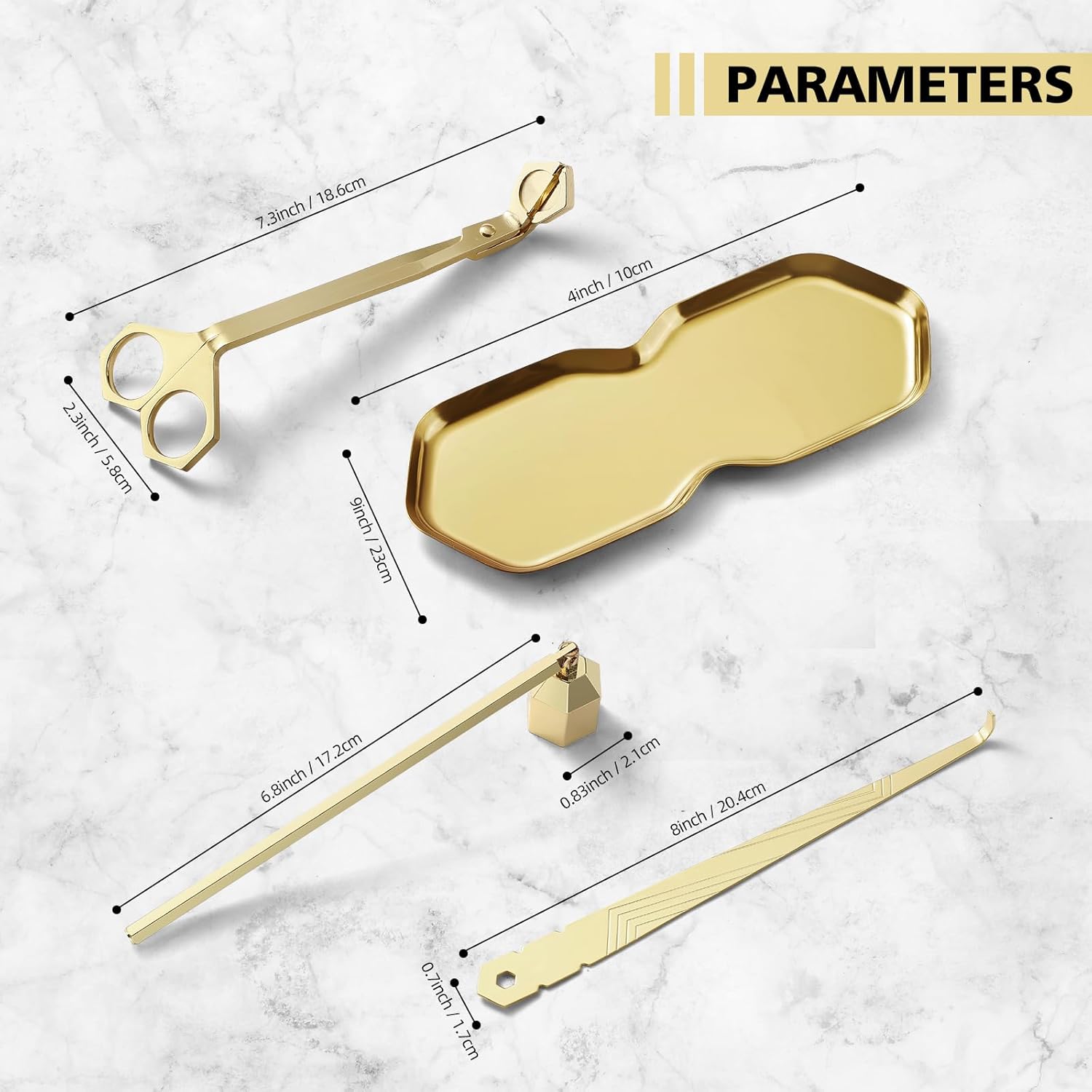 PATOISE 4 in 1 Candle Accessory Set, Wick Trimmer, Candle Snuffer, Wick Scoop,Storage Tray,Perfect