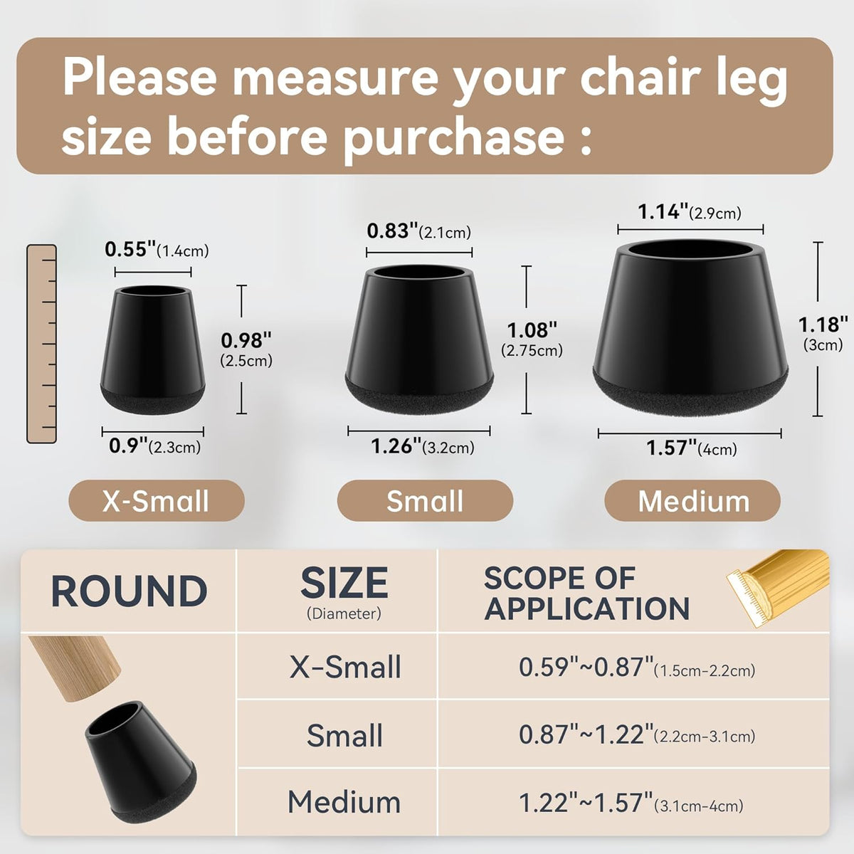 24PCS Upgraded Silicone Chair Leg Floor Protectors for Hardwood Floors, Furniture Sliders for Chair