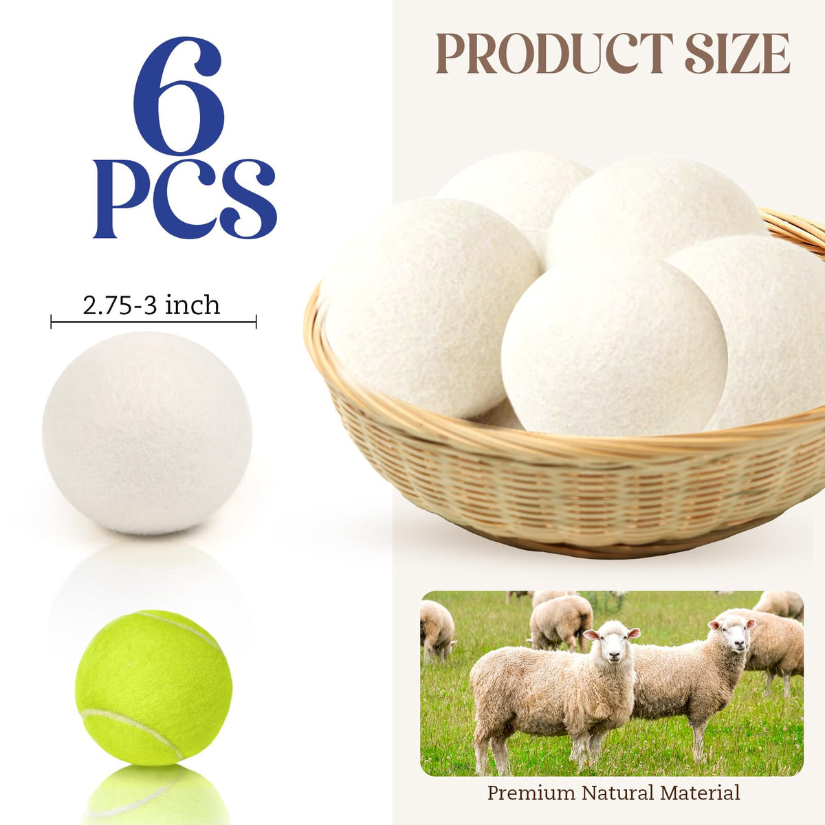 YONSEN Wool Dryer Balls, New Zealand Dryer Balls Laundry Reusable Reduce Static Cling – view 2