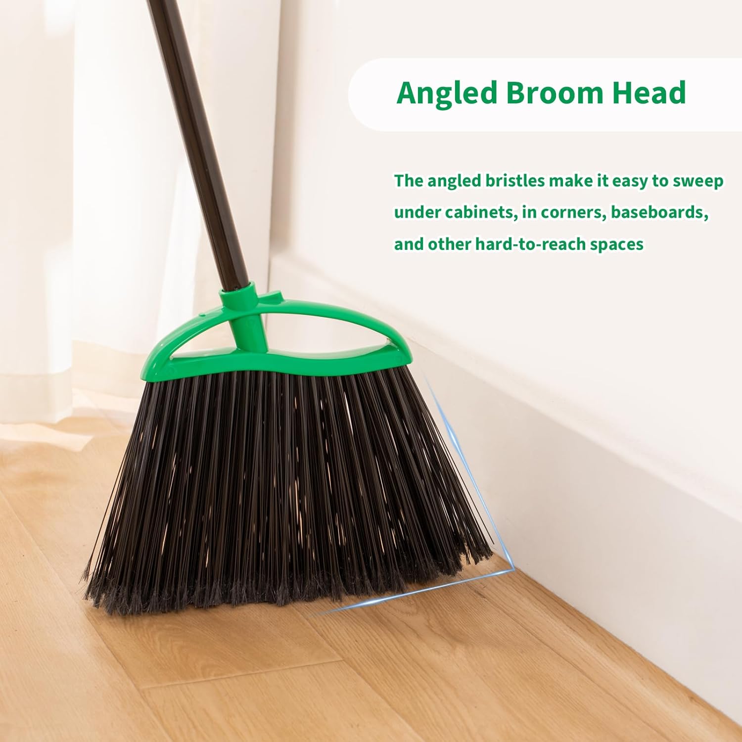 2 Pack Angle Broom, 55" Long Handle Heavy-Duty Indoor Outdoor Brooms, Household Commercial Floor