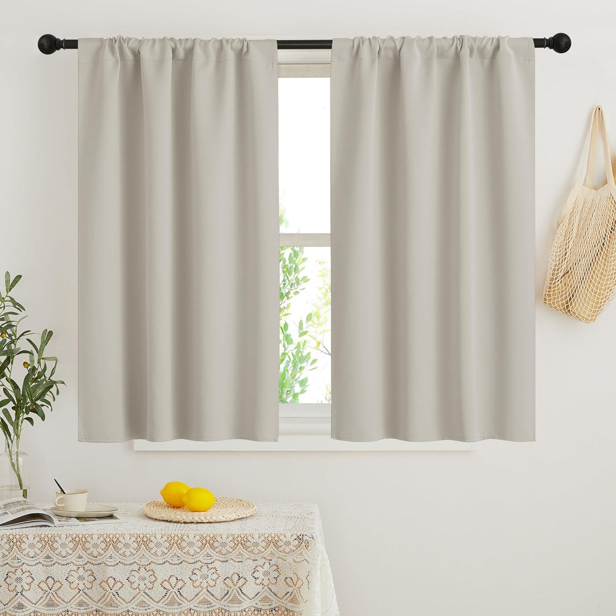 RYB HOME Blackout Short Cafe Curtains, Privacy Light Block Small Window Curtains for Bedroom