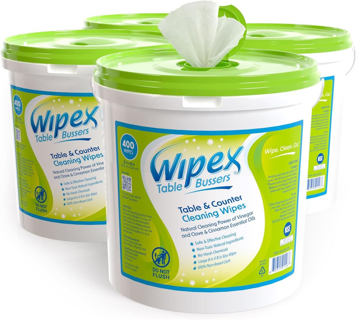 Wipex Table Bussers - Natural Table & Counter Turnover Cleaning Wipes with Vinegar, Propolis, Clove