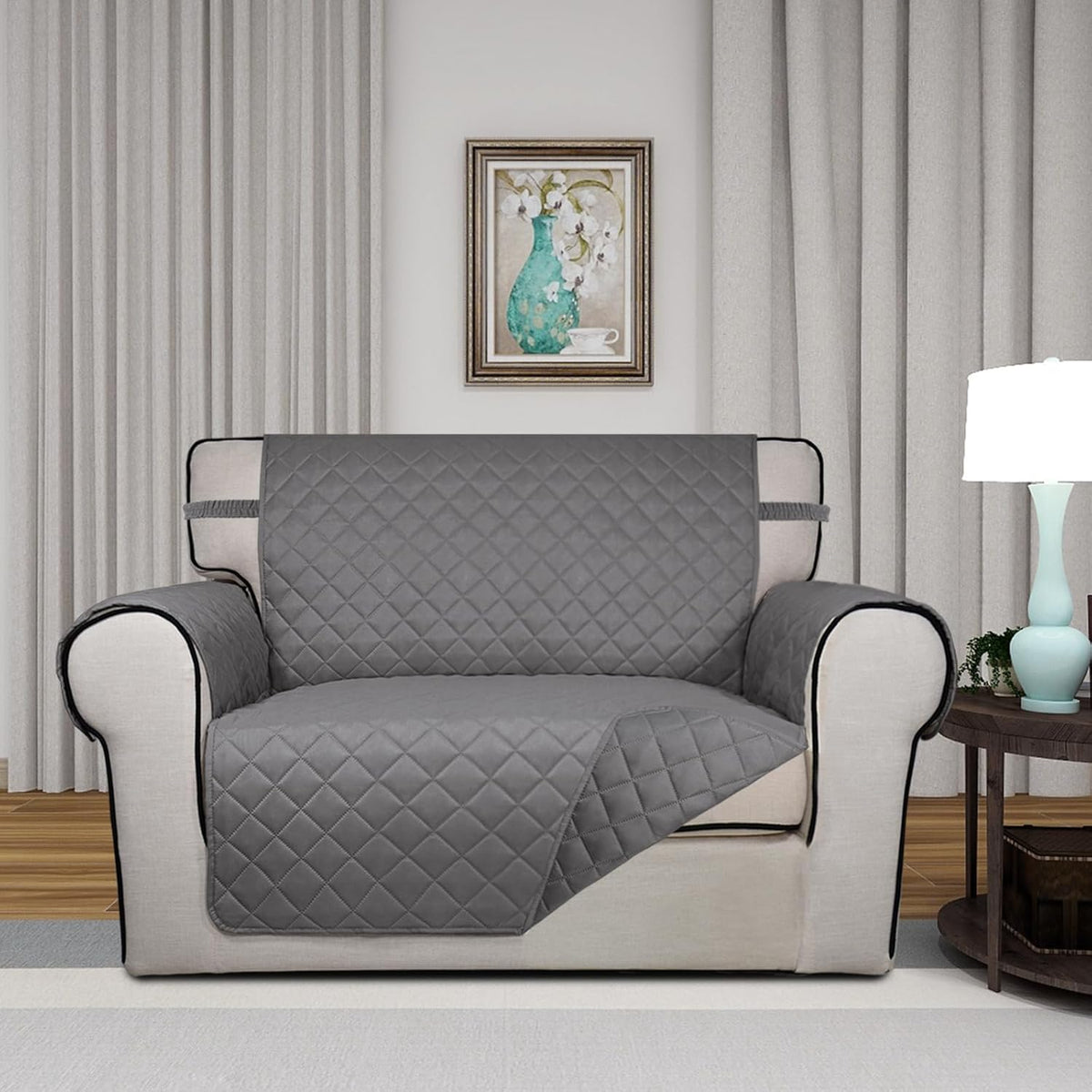 PureFit Reversible Quilted Sofa Cover, Water Resistant Slipcover Furniture Protector, Washable
