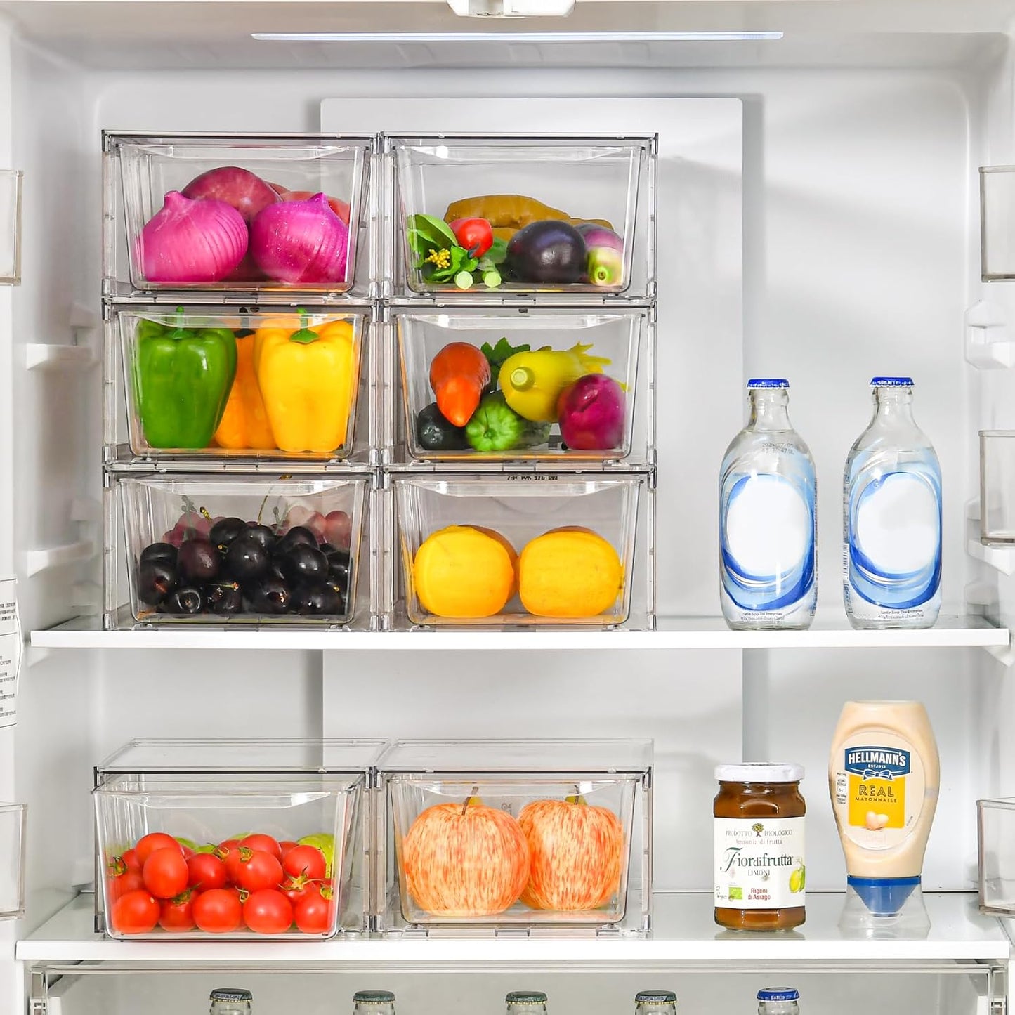8Pack Clear Stackable Kitchen Storage Organizer,Pantry Organizers and Storage,Foods Organizer Bins