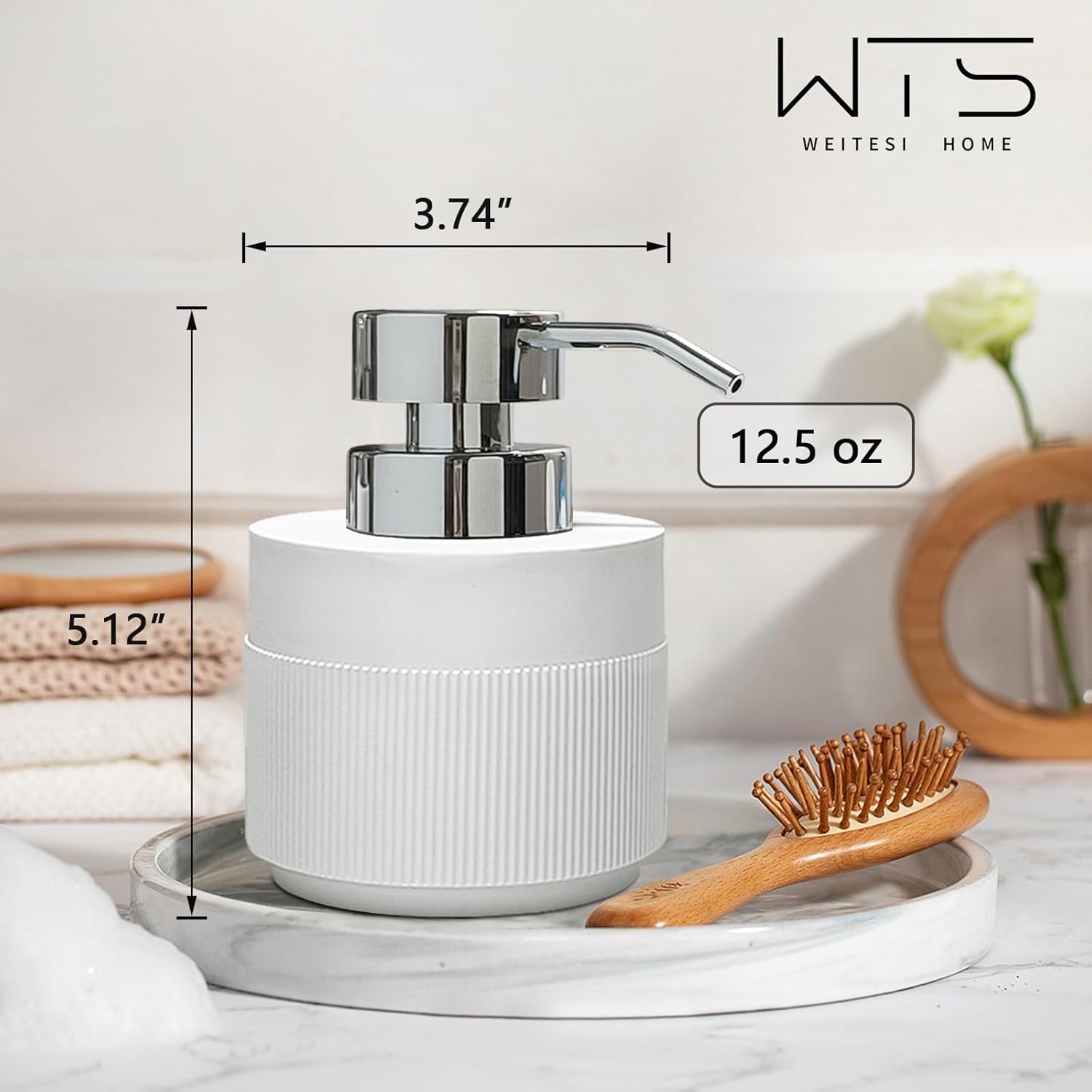 Resin Soap Dispenser for Bathroom, Hand Lotion Liquid Dispenser Easy-to-Press with Reusable Plastic