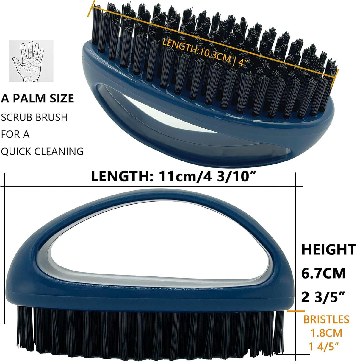 Small Scrub Brush with Nylon Bristles - Heavy Duty Cleaning Brush for Bathroom, Kitchen, Grout