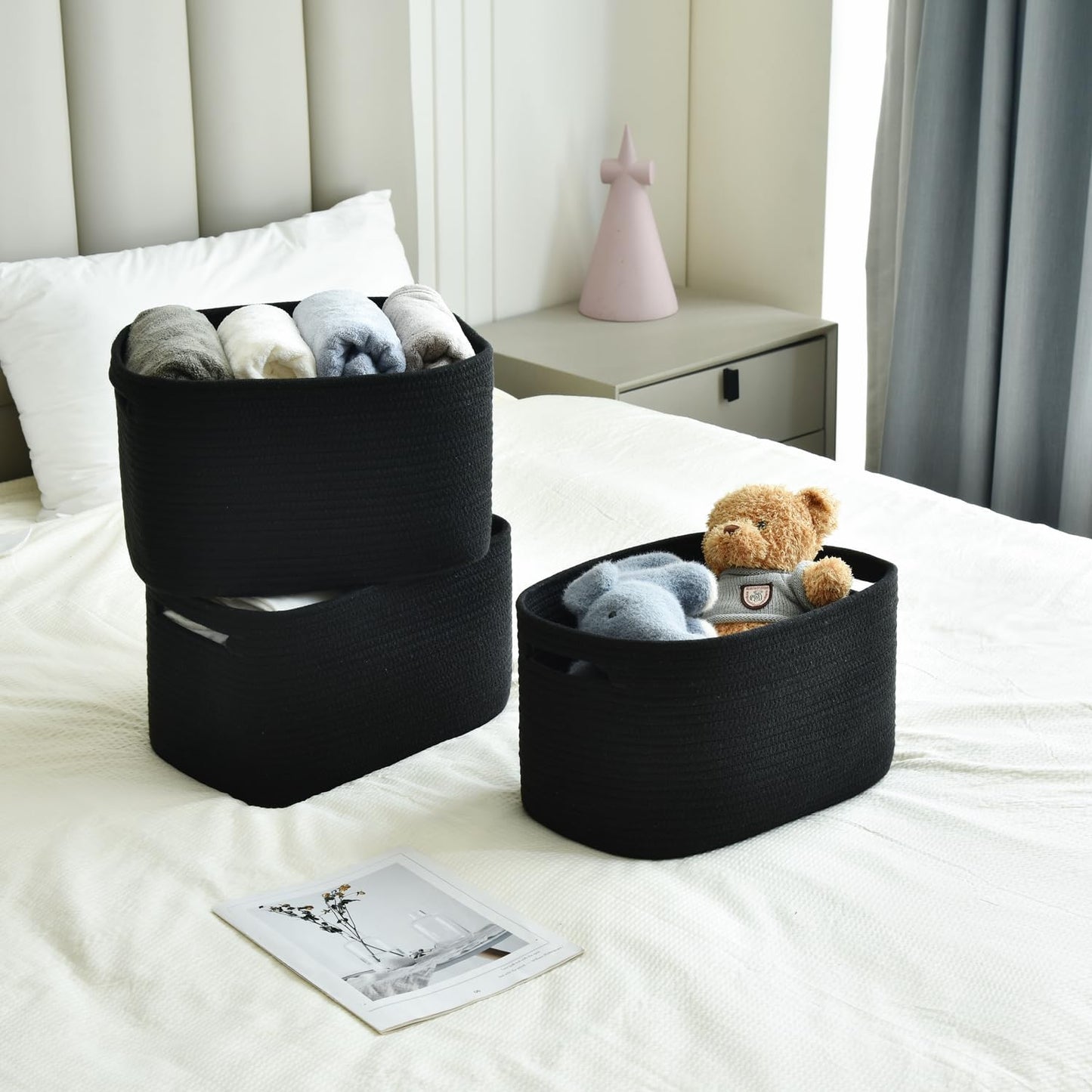 Storage Basket,Woven Baskets for Storage,Cotton Rope Baskets for Organizing,decorative Baskets for