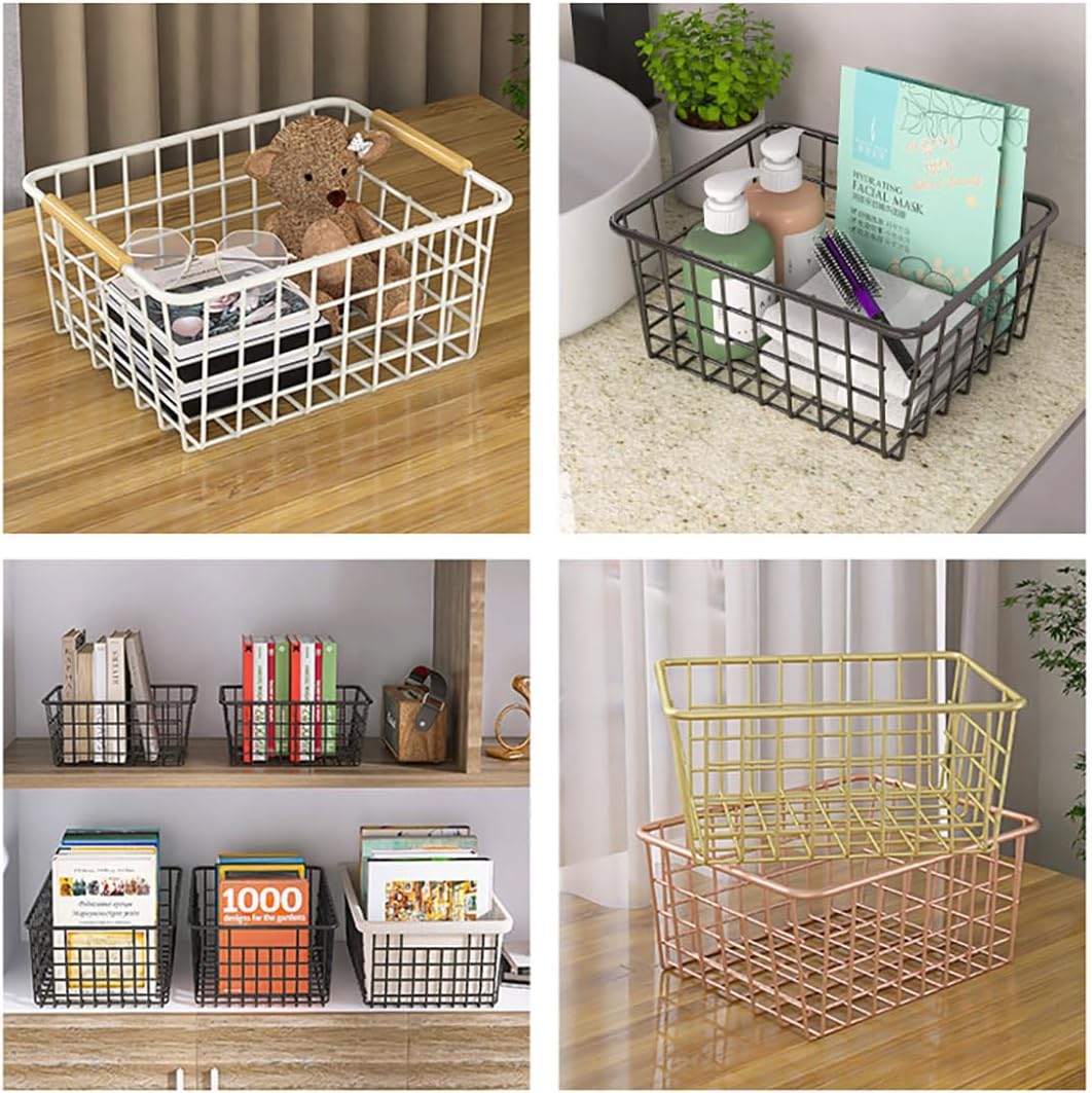 Kitchen Wire Baskets Farmhouse Decor Metal Food Storage Organizer,Household Refrigerator Bin with