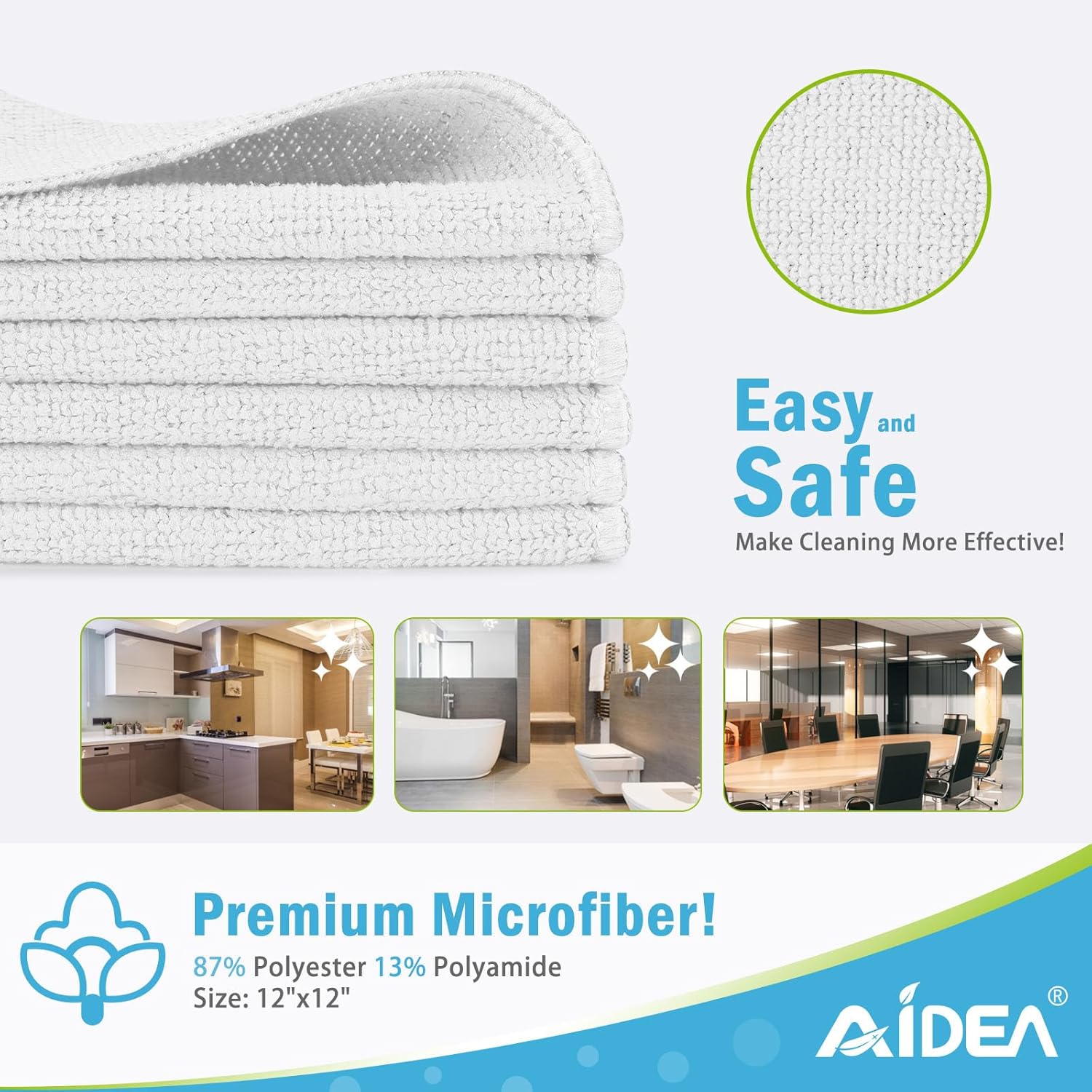 AIDEA Microfiber Cleaning Cloth 100PK, Soft Microfiber Towels for Cars, Absorbent Cleaning Rags