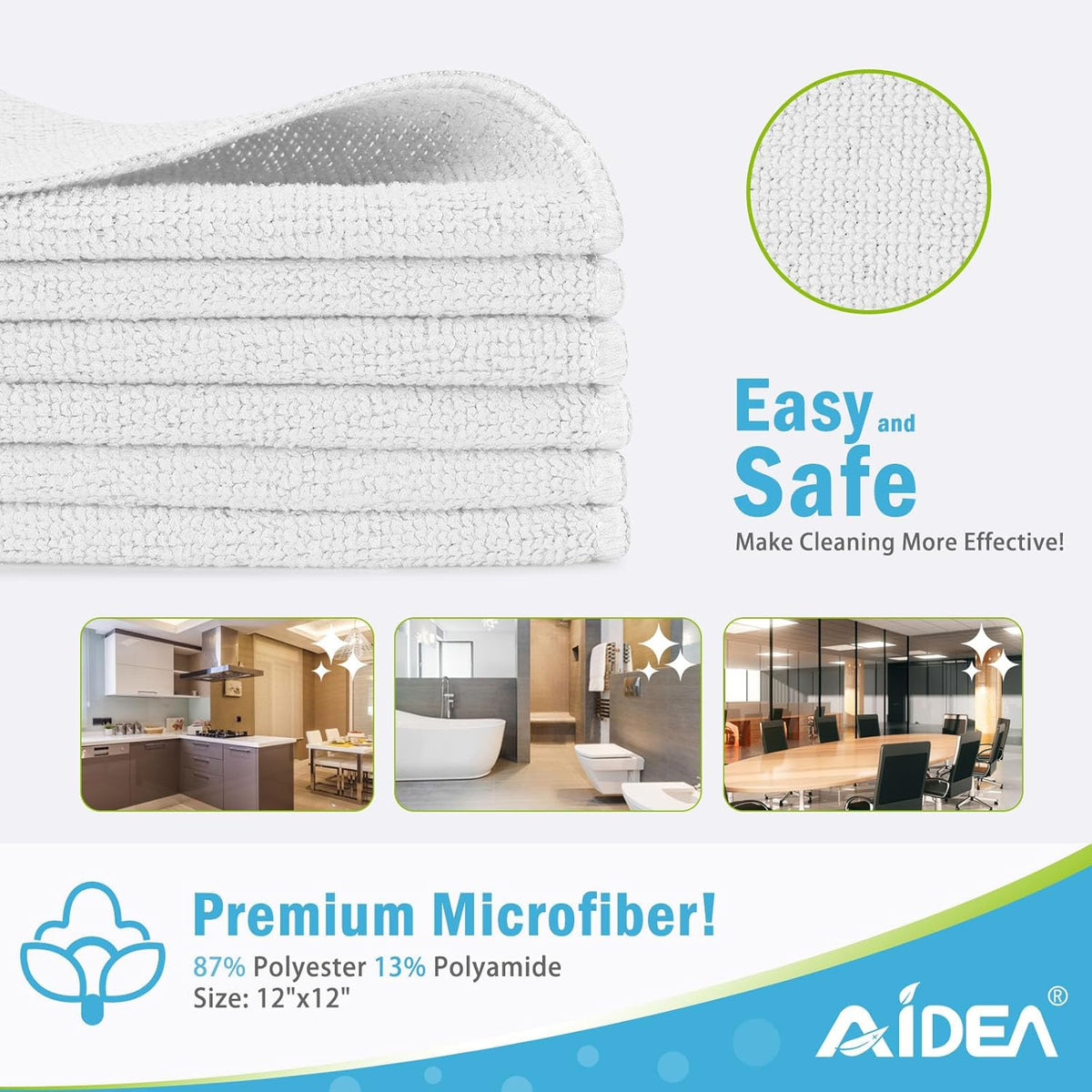AIDEA Microfiber Cleaning Cloth-50PK, Soft Microfiber Towels for Cars, Absorbent Cleaning Rags