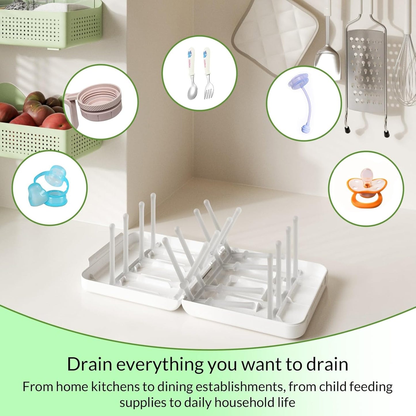 Travel Bottle Drying Rack Space Saving,Foldable Bottle Drying Rack with 16 Ribs,Portable Baby