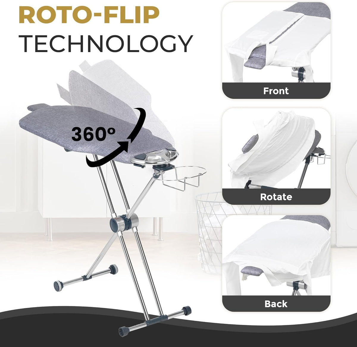 Dazzl 360° Dual-Sided Iron Board - Torso-Shaped Ironing Board Full Size with 8-Level Adjustable