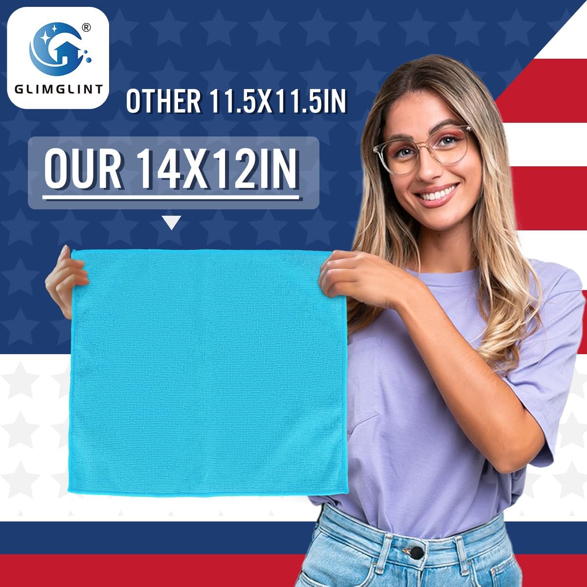 GLIMGLINT Microfiber Cleaning Cloth, 150 Pack Cleaning Rags, Cleaning Towels with 3 Color Assorted