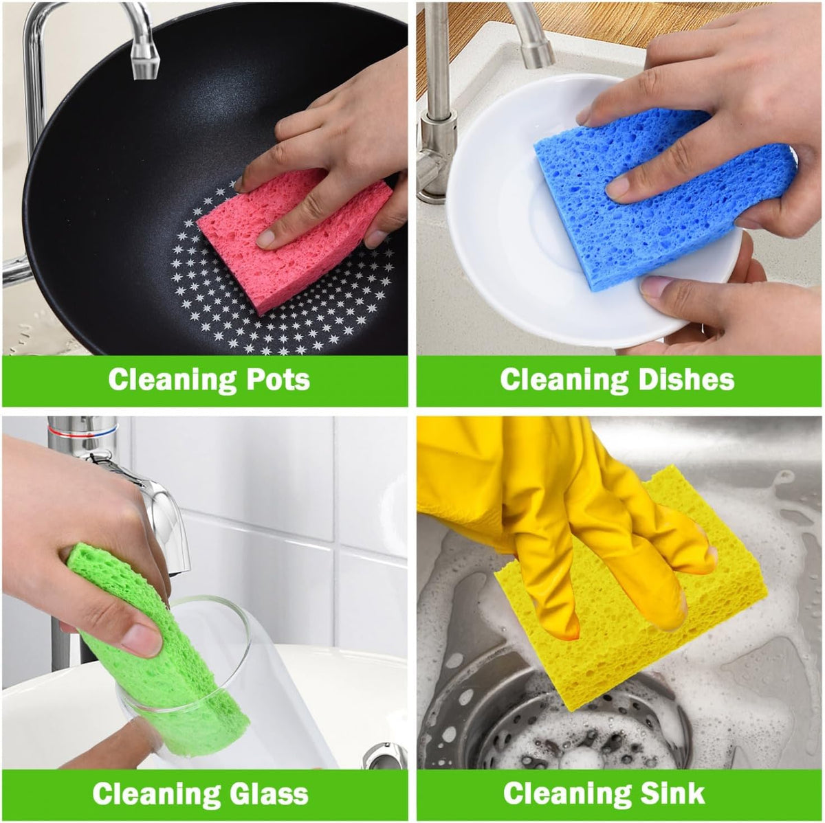 YoleShy 24 Pack Kitchen Sponges Natural Cellulose Compressed Sponges for Cleaning Reusable Dish