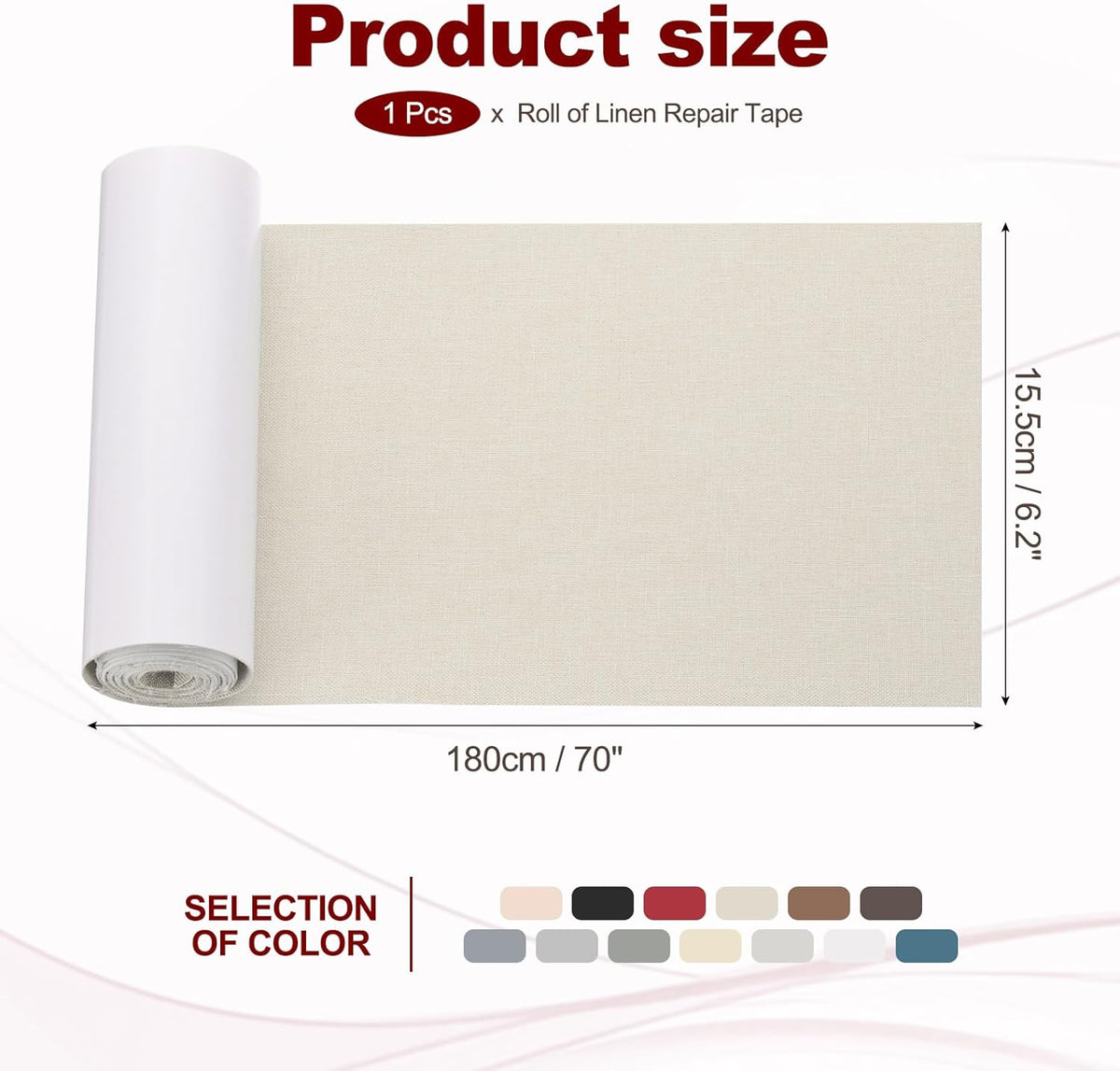 PATIKIL 70x6.2 Inch Linen Repair Tape, Repair Fabric Patch Self Adhesive Couch Patch Line Repair