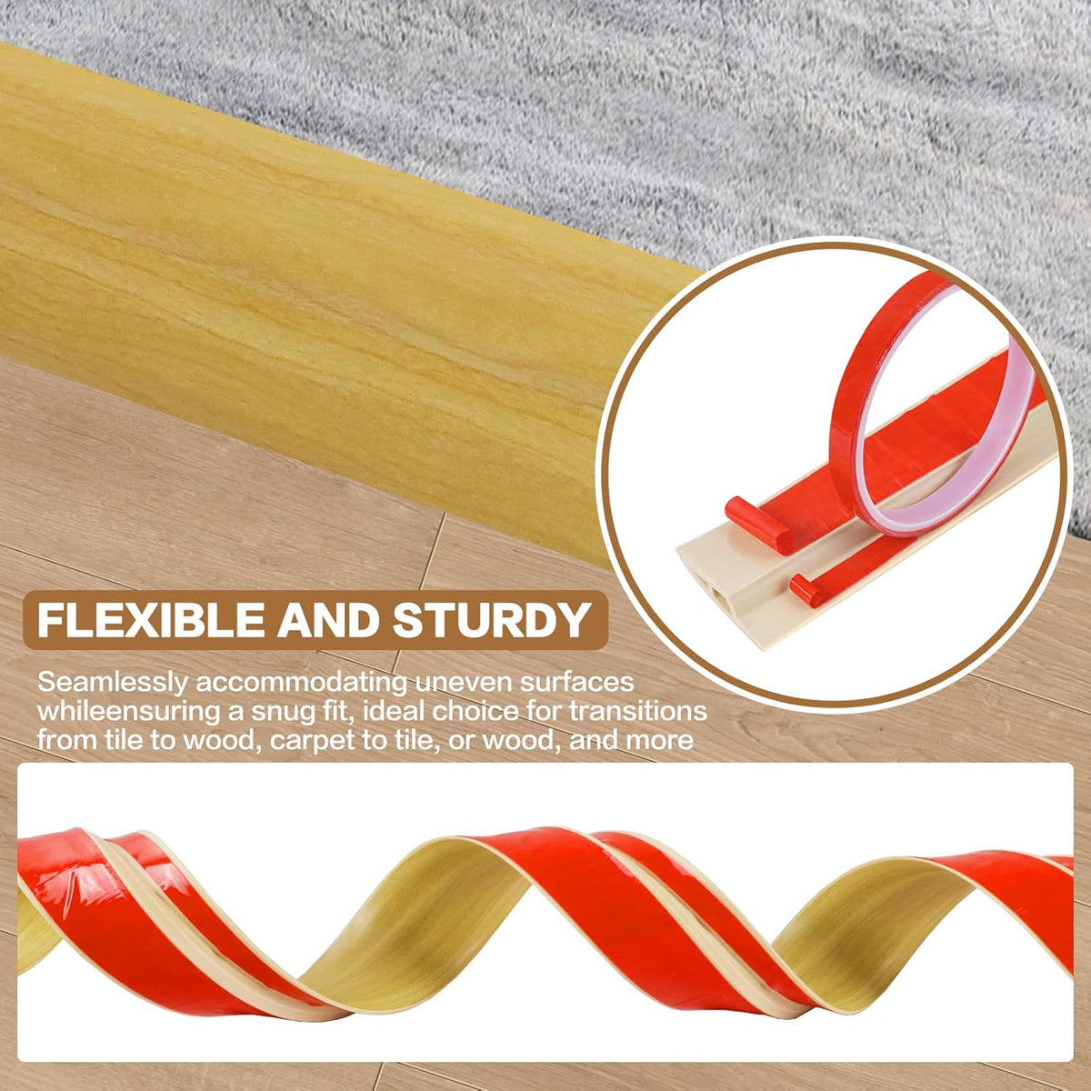 Floor Transition Strip Vinyl Door Threshold Ramp Self Adhesive Carpet Edging Strip Doorway Edge