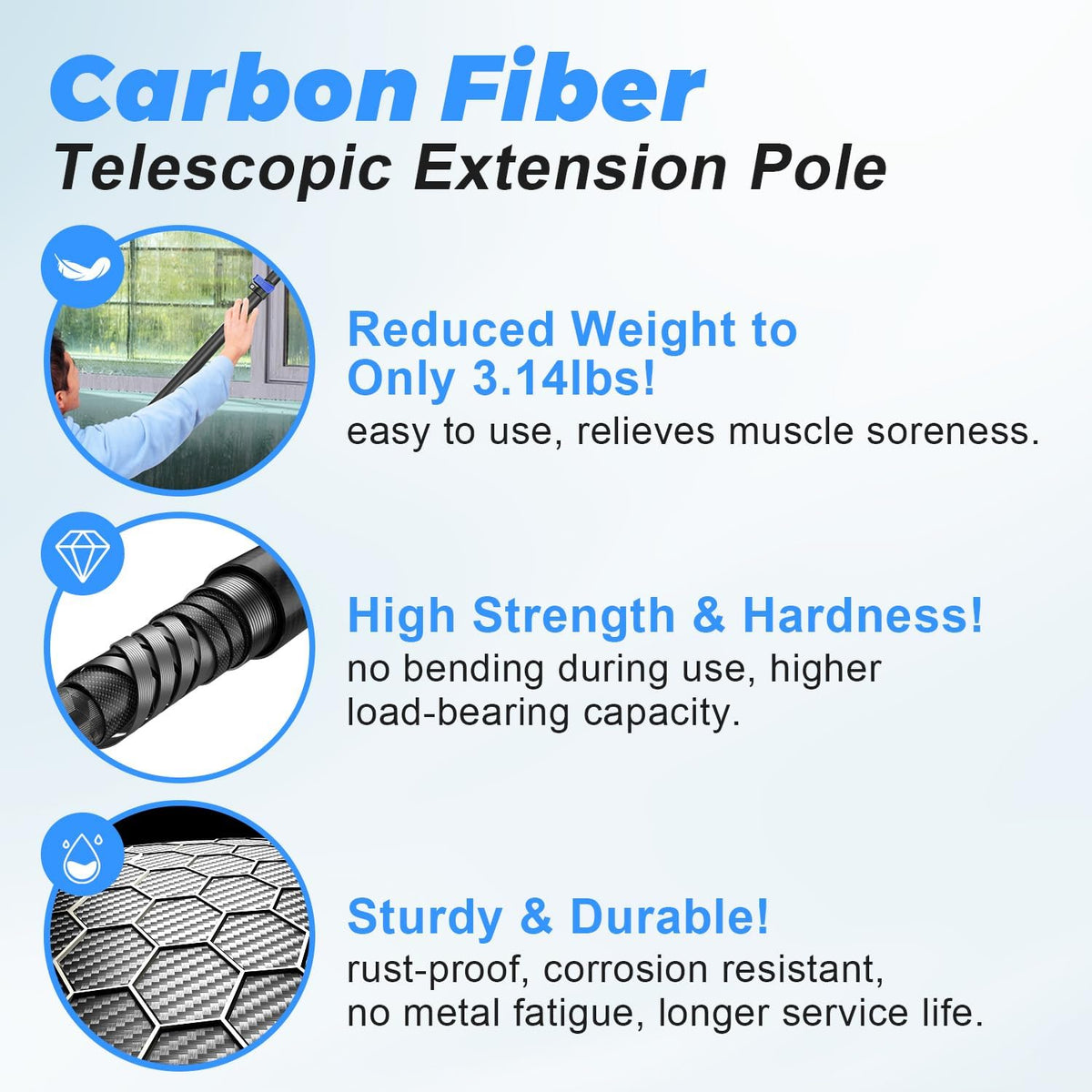 30 Foot High Ceiling Duster Kits with 4.7-24 FT Carbon Fiber Extension Pole, Feather Duster, Cobweb