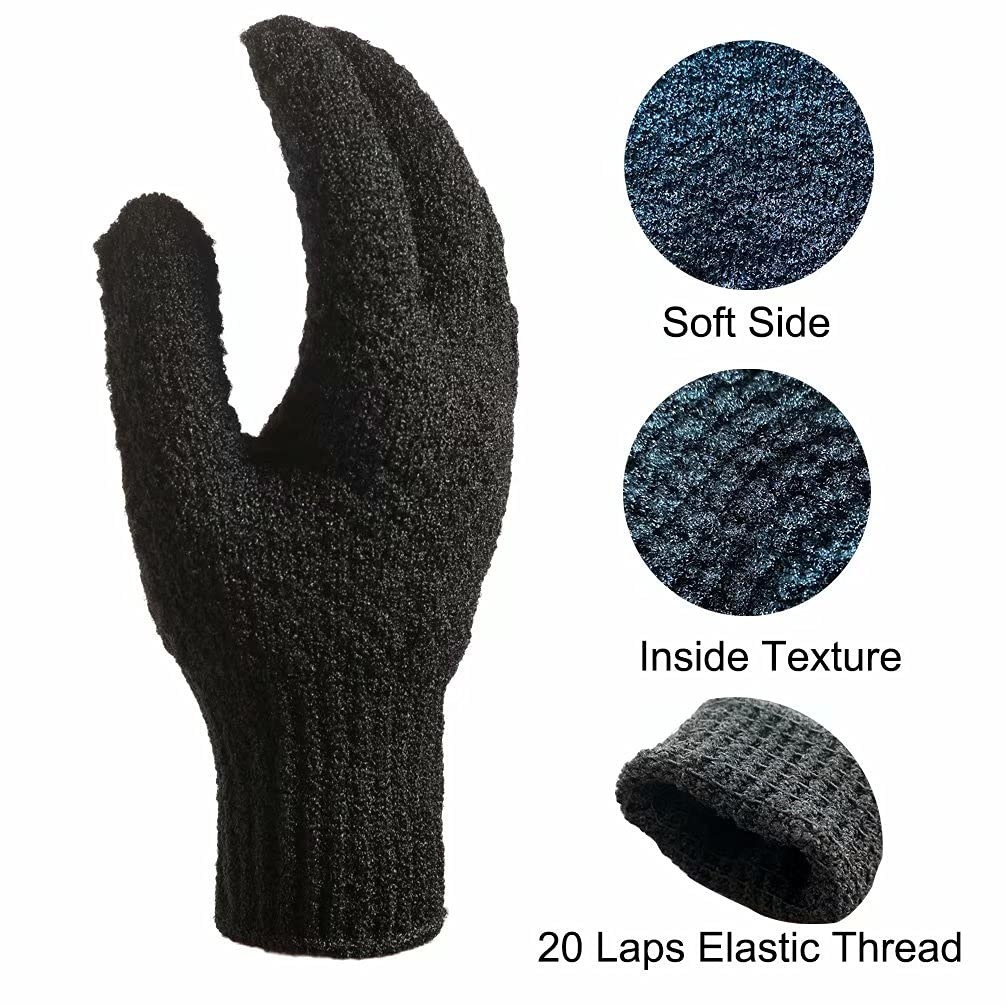 2 Pairs Bath Exfoliating Gloves for men and women – CLEEDY 4 Pcs Heavy and Large Exfoliating Gloves