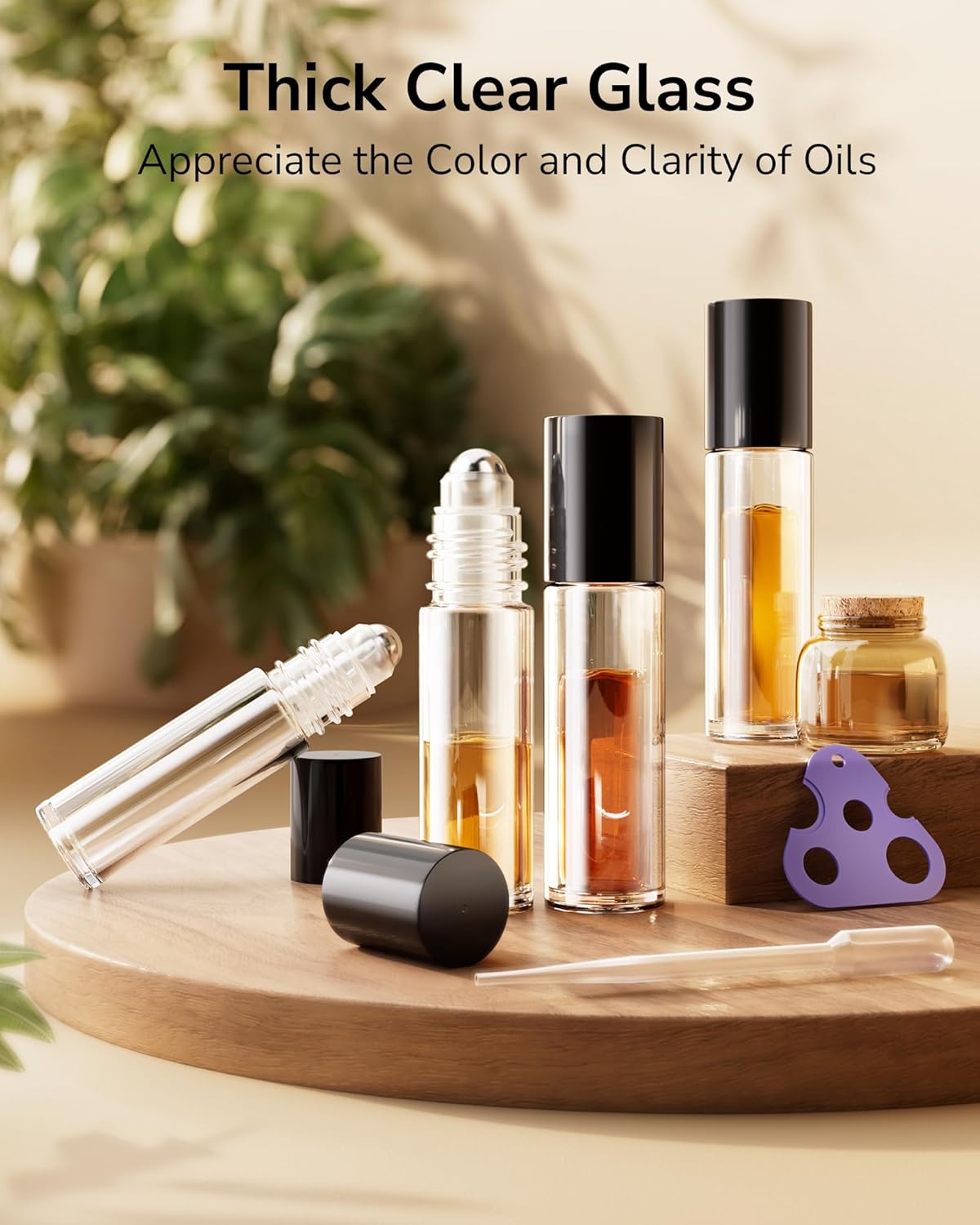 ULG 24-Pack Essential Oil Roller Bottles 10ml, Empty Bottles with Stainless Steel Roller Balls and