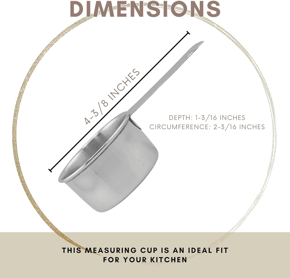 1/4 Cup Stainless Steel Measuring Cup | Sturdy Metal 60 ml | 60 cc | 2 oz | Single Cup for Wet and