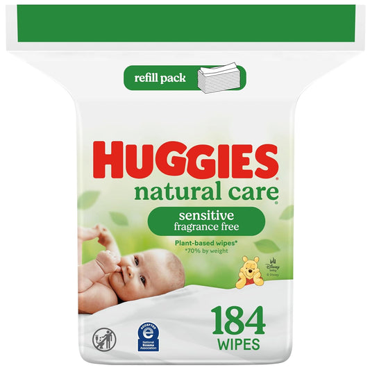 Huggies Natural Care Sensitive Baby Wipes, Unscented, Hypoallergenic, 99% Purified Water, 1 Refill