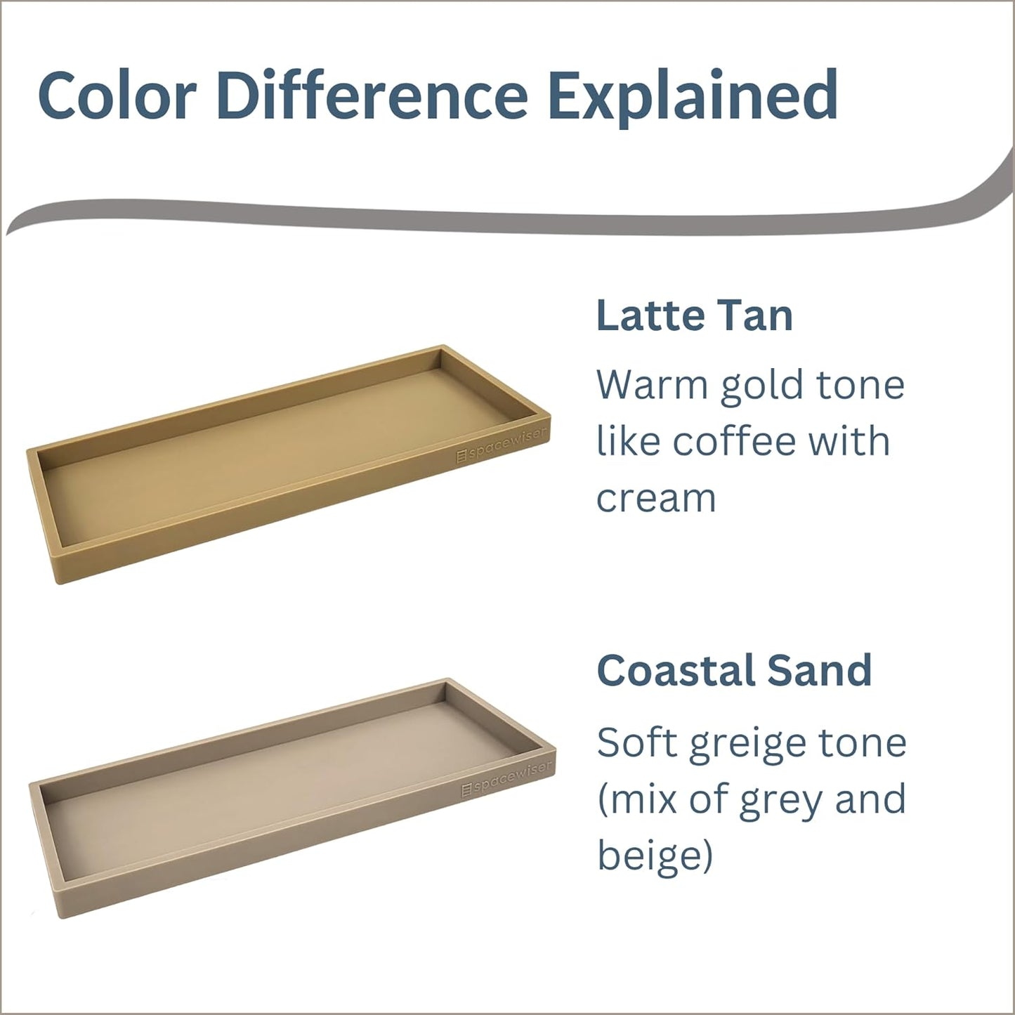 Countertop and Vanity Tray - 2 PC (11” and 7”) Shatterproof Silicone Kitchen and Bathroom Trays for