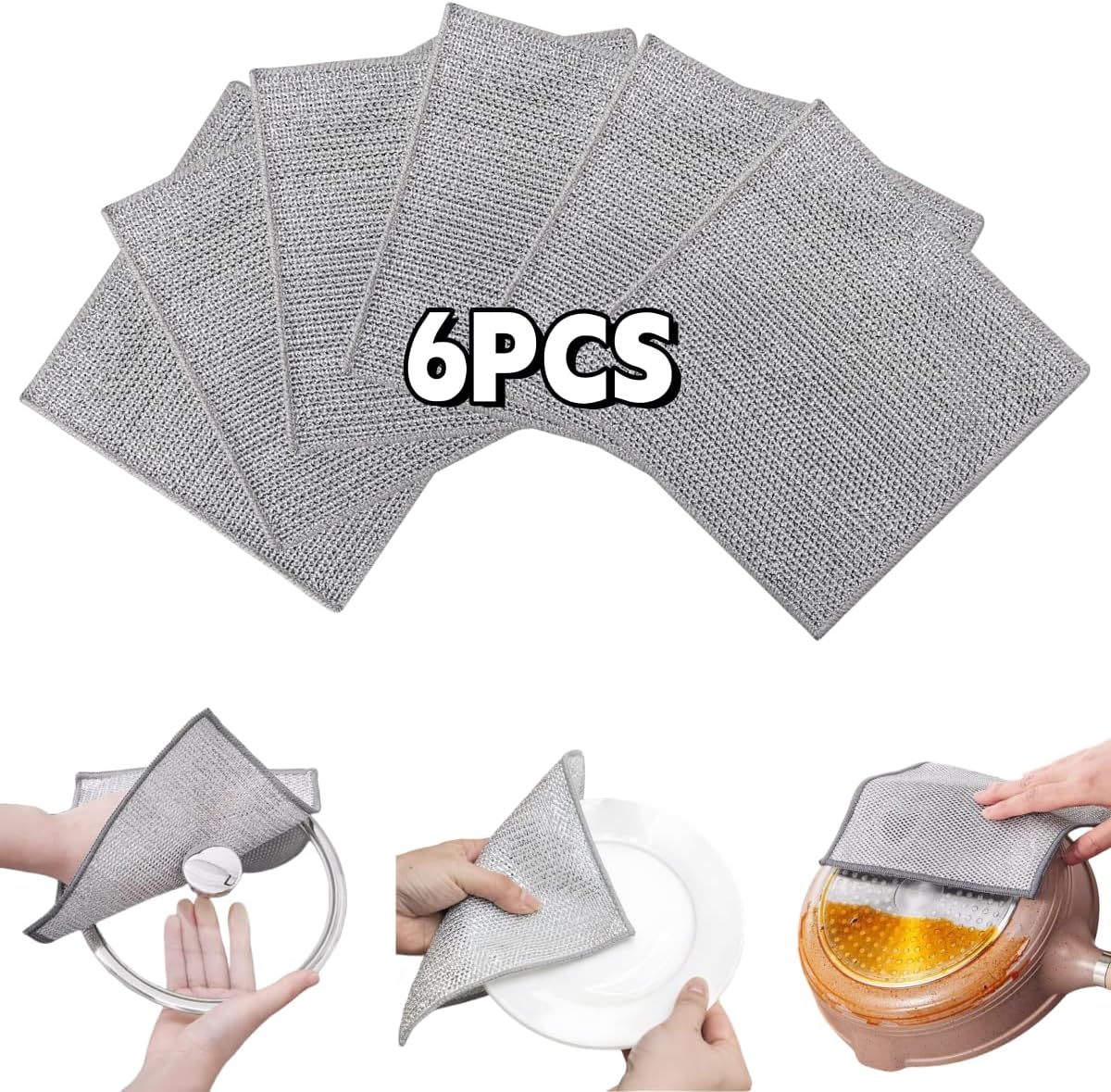 Stainless Steel Scrubber and Cleaning Rags - Non Scratch Wire Dishcloth for Washing Dishes, Steel