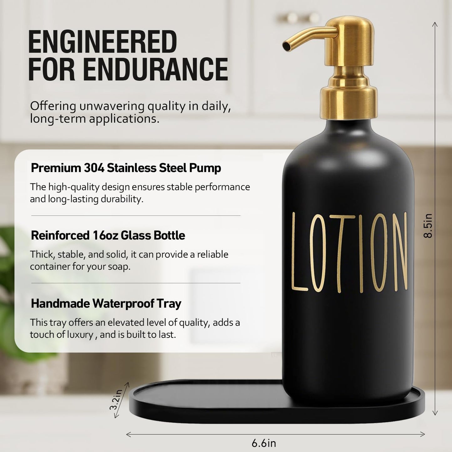 MOMEEMO Bathroom Soap Dispenser Set, Contains Hand Soap and Lotion Dispenser, Suitable for Black