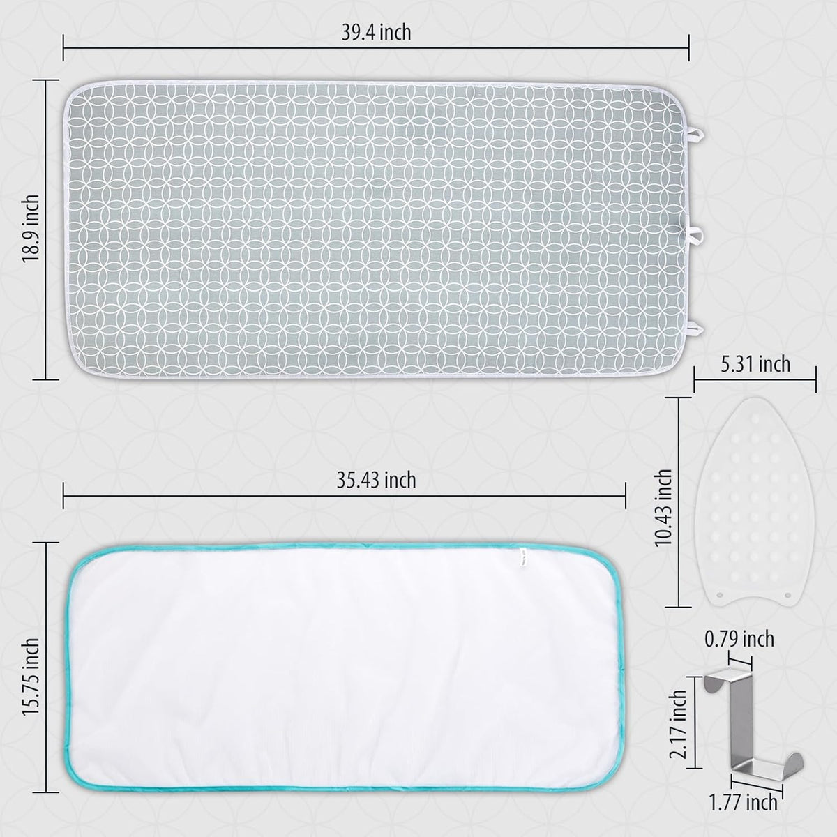 Seiritex Ironing Mat, Portable Ironing Pad 39.4 x 18.9 inch Table Top Iron Board 5 in 1 Travel Iron