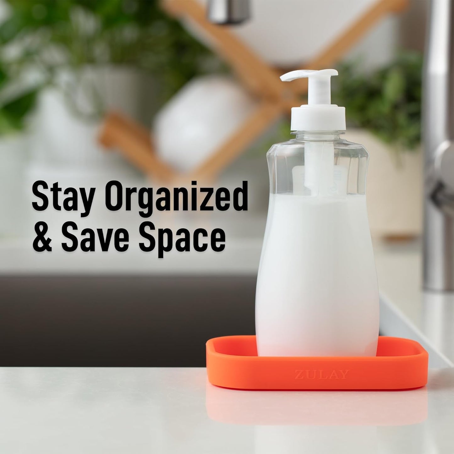 Zulay Kitchen Small Silicone Sponge Holder (4.9x3.3”) – Space-Saving Sink Organizer Tray for