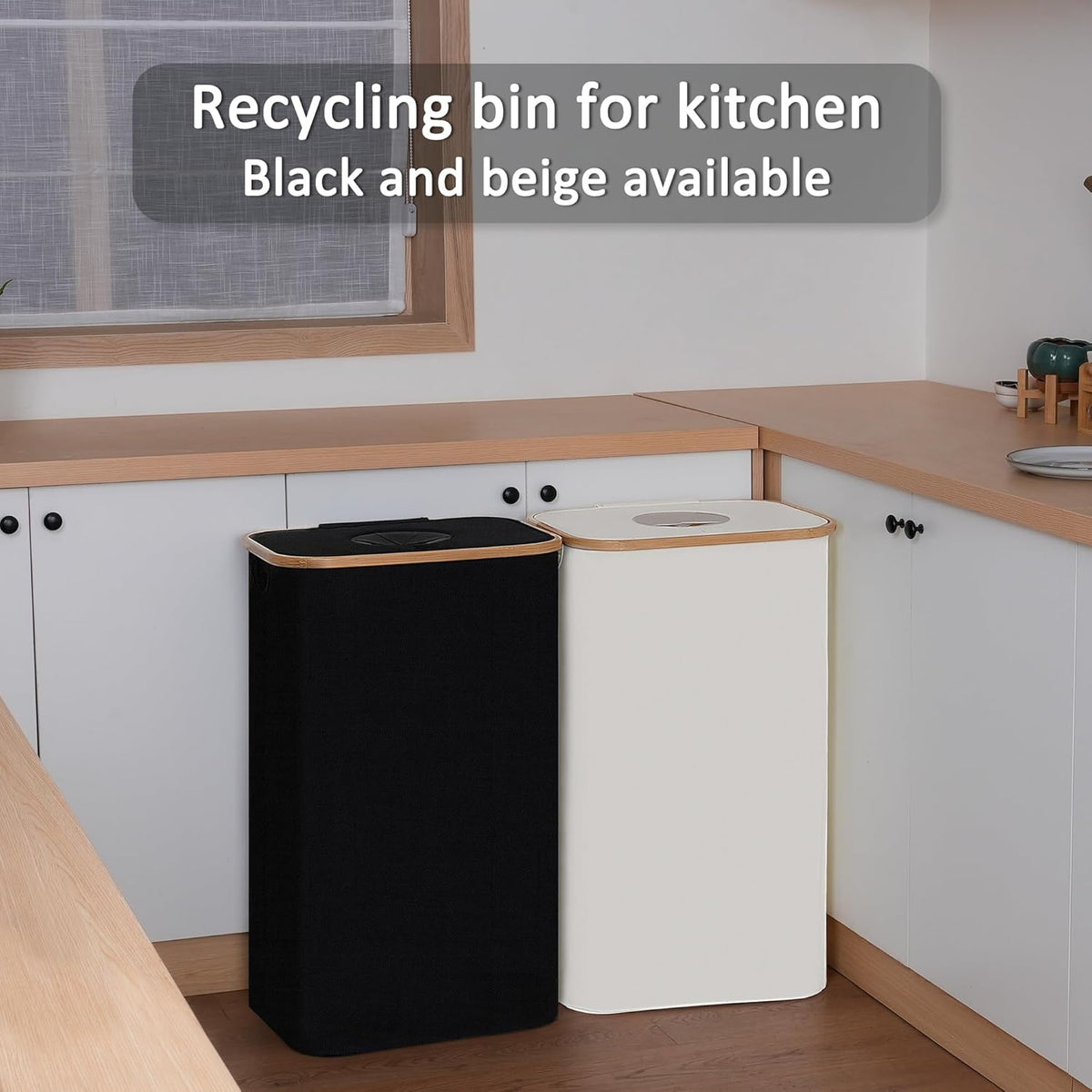29 Gallons Recycling Bins for Kitchen, Indoor Recycle Bins with Lid, 110L Large Recycle bin with 2