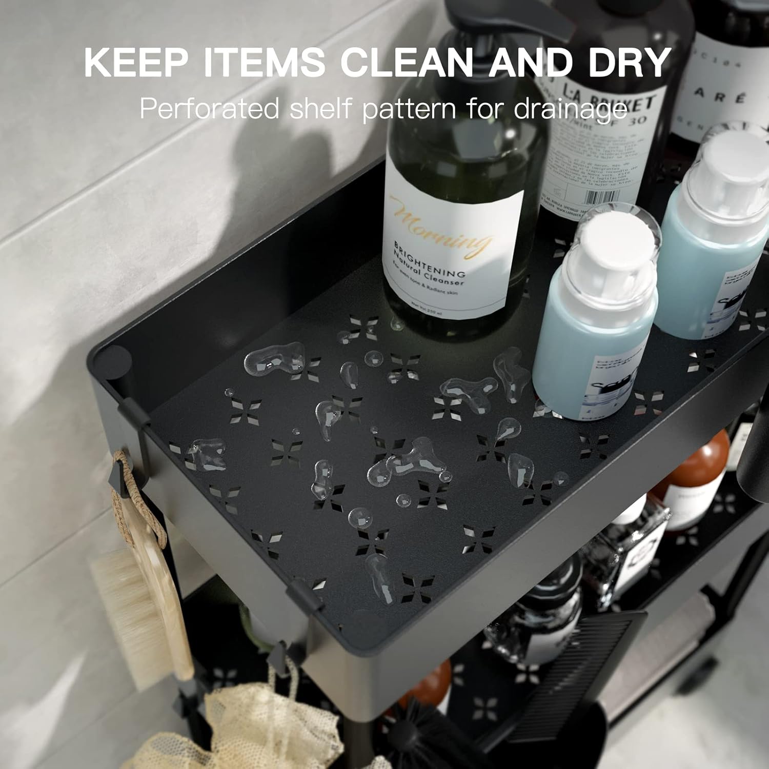Pipishell Slim Storage Cart with Wheels - 3 Tier Bathroom Organizers and Storage Cart - Rolling