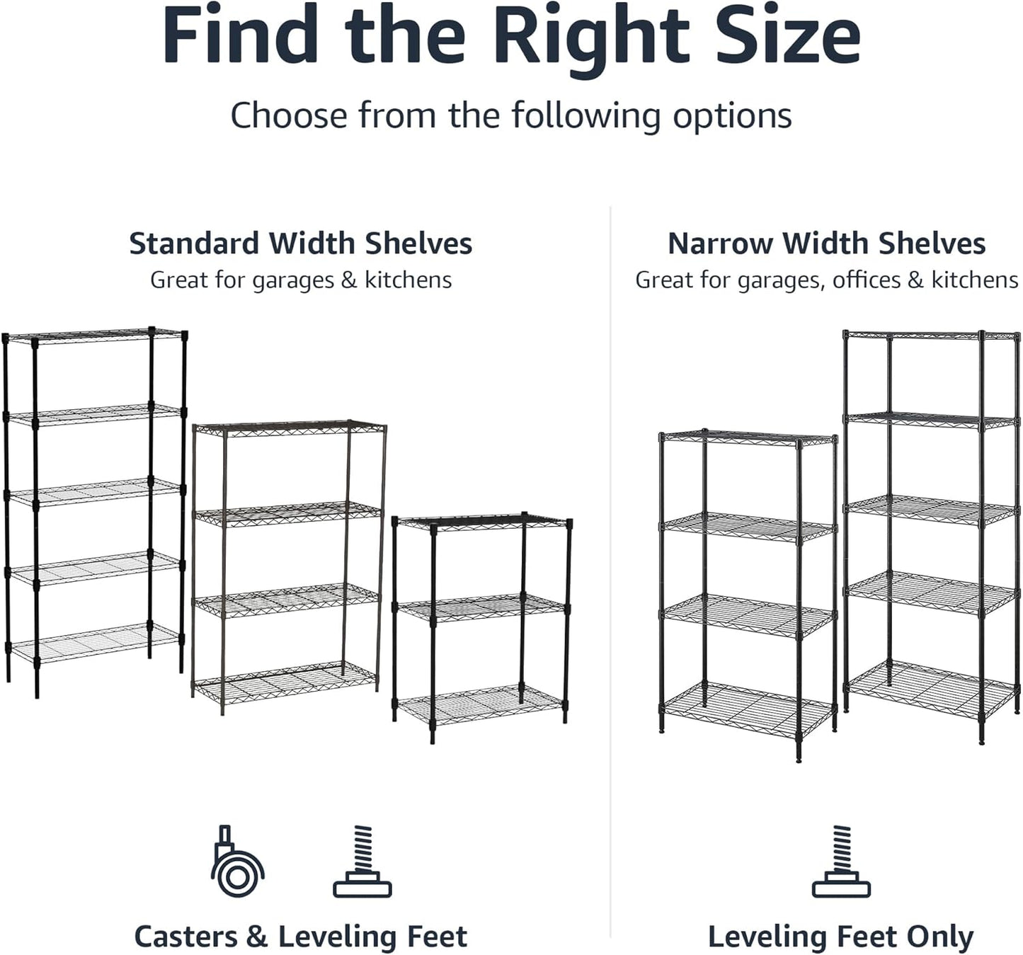 Amazon Basics 3-Shelf Adjustable Heavy Duty Steel Wire Rack Storage Shelving Organizer for Kitchen